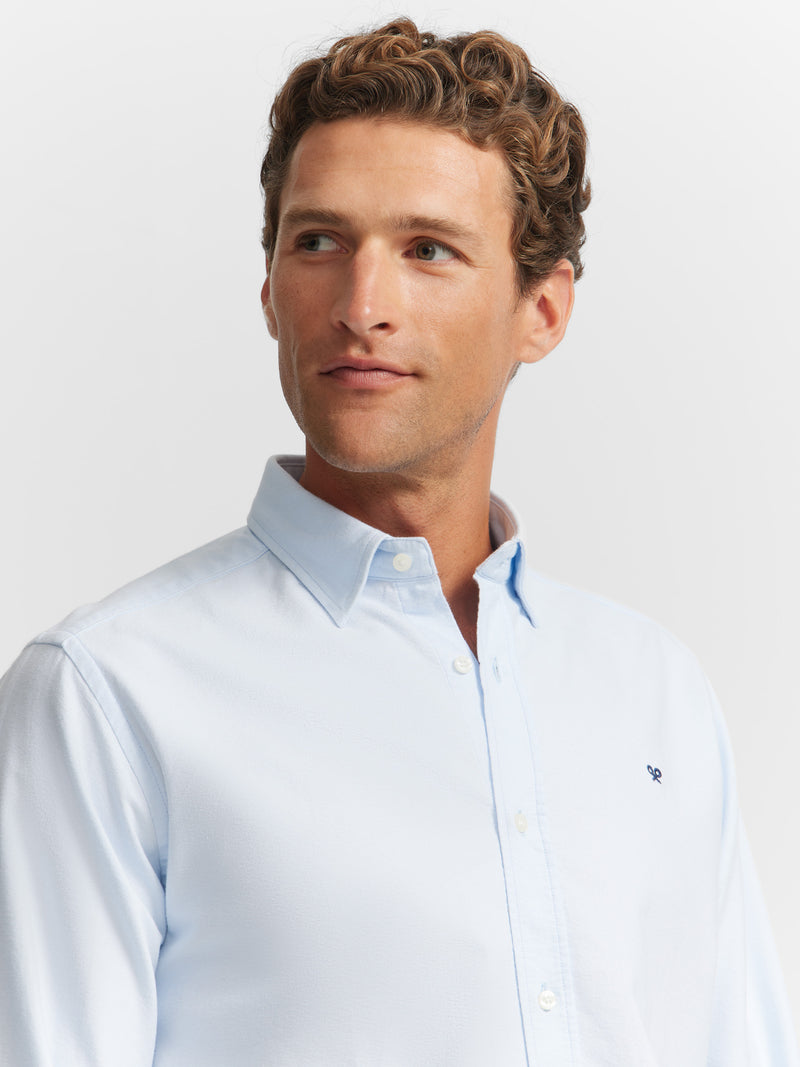 Light blue oxford cutaway sport shirt
