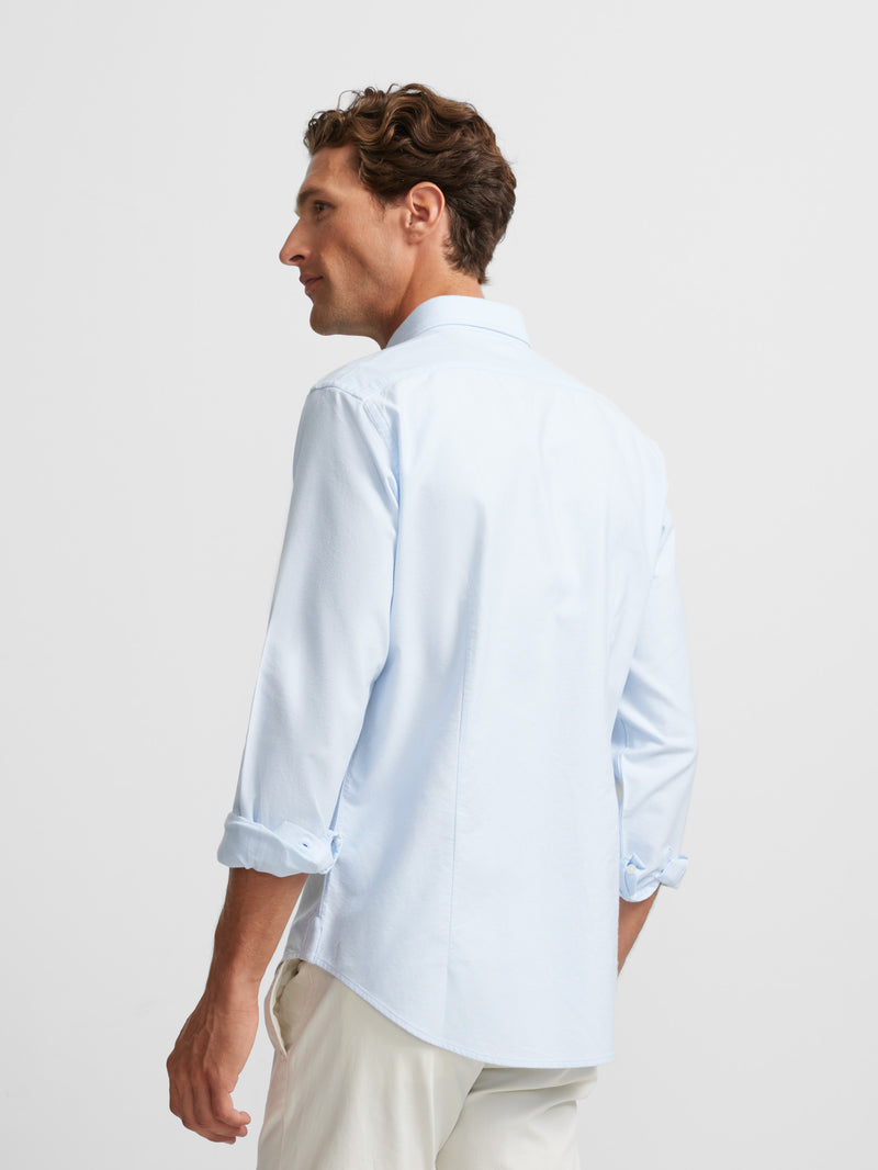 Light blue oxford cutaway sport shirt