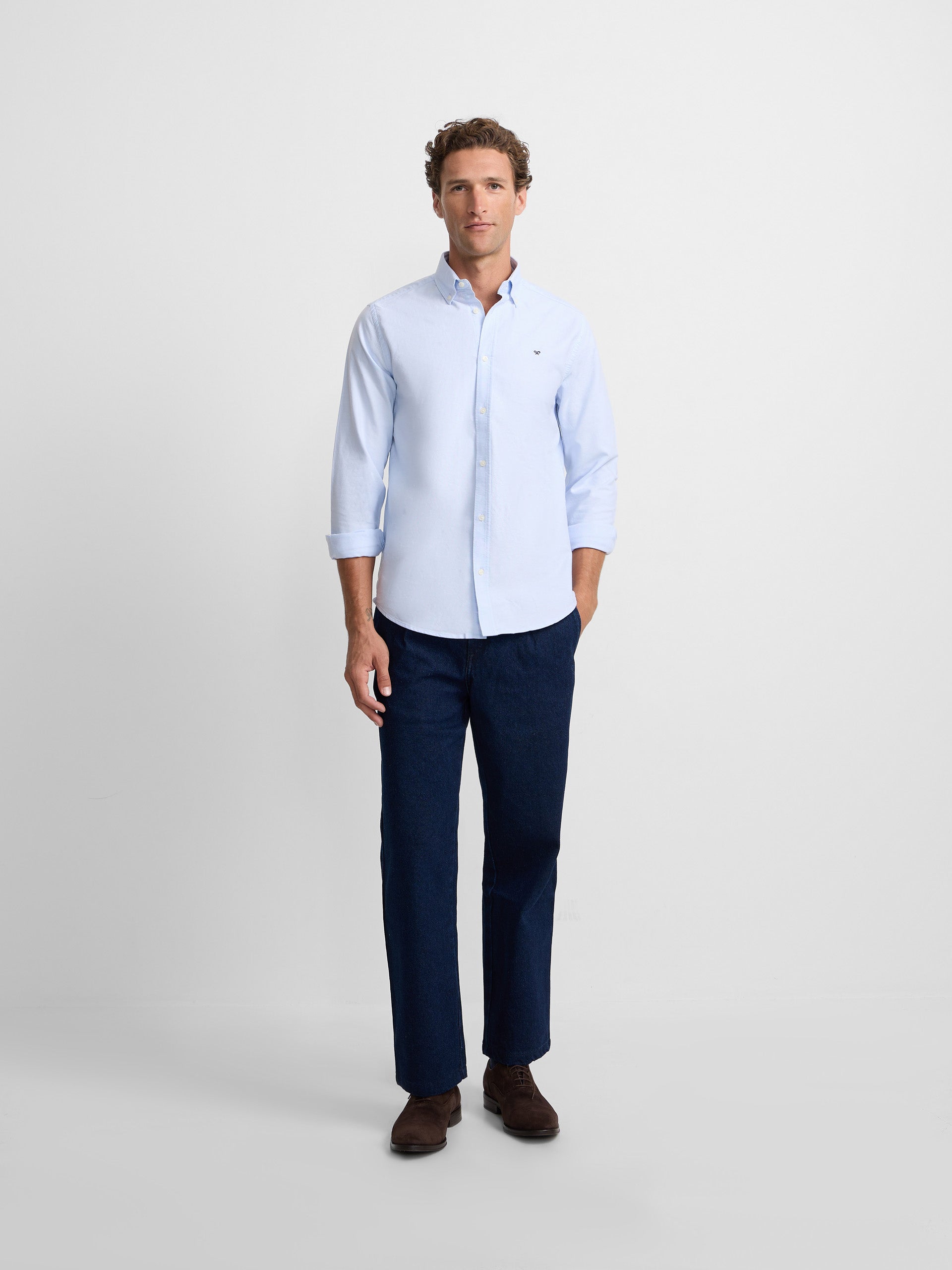 Light blue regular fit Oxford sport shirt