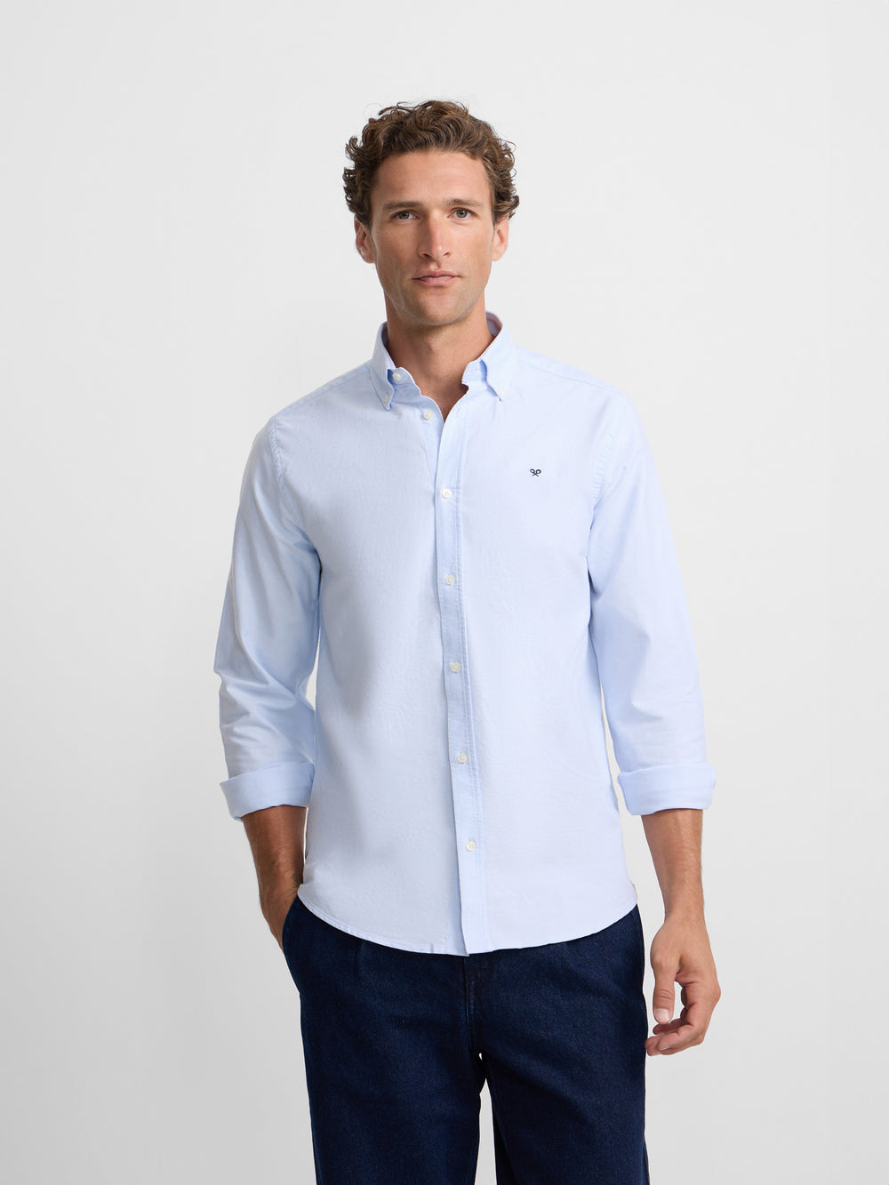 Camisa sport oxford regular fit celeste