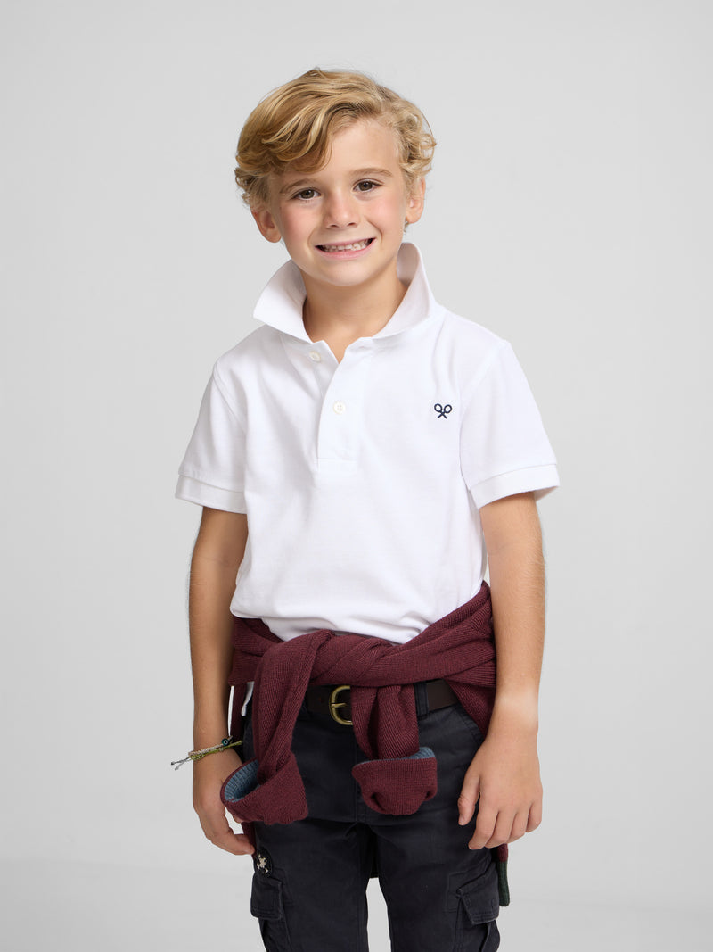 Polo enfant classique miniraquette blanc