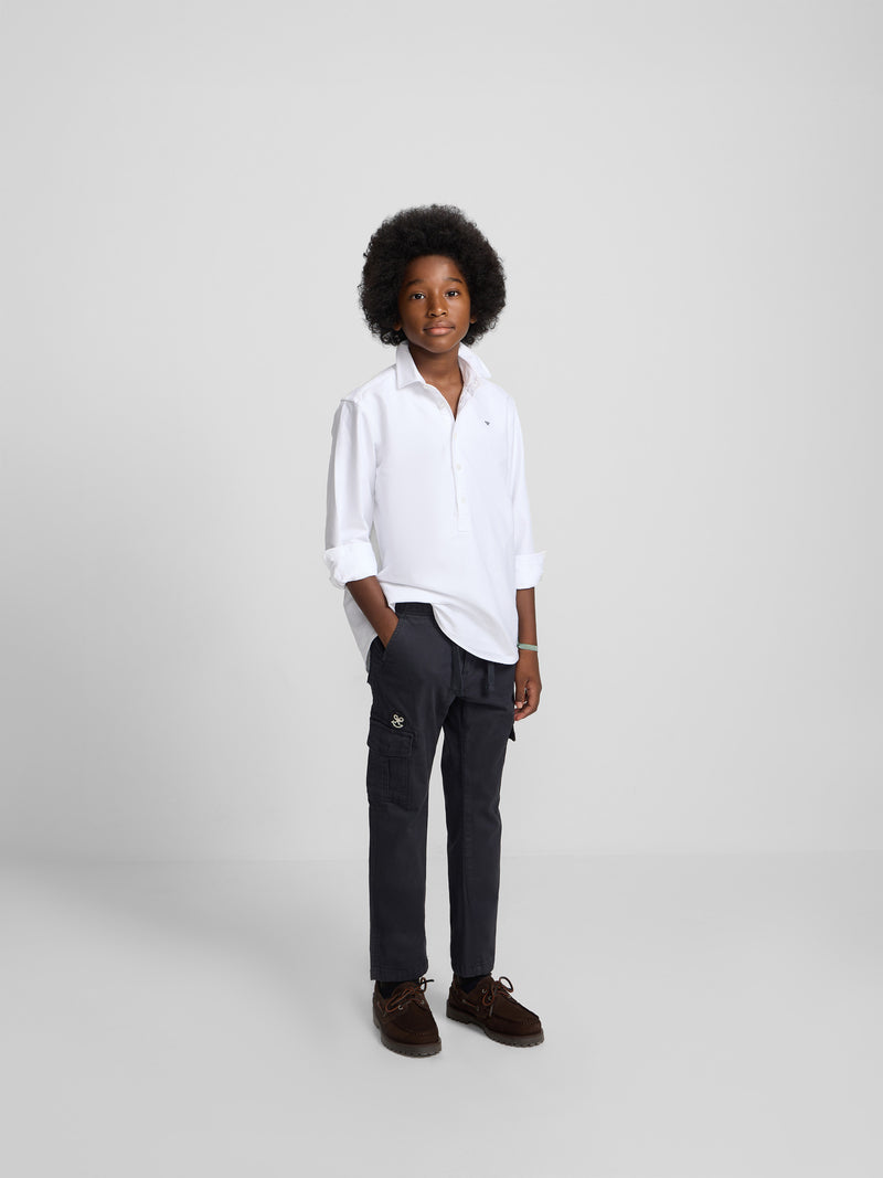 Polera sport kids clasica oxford blanca