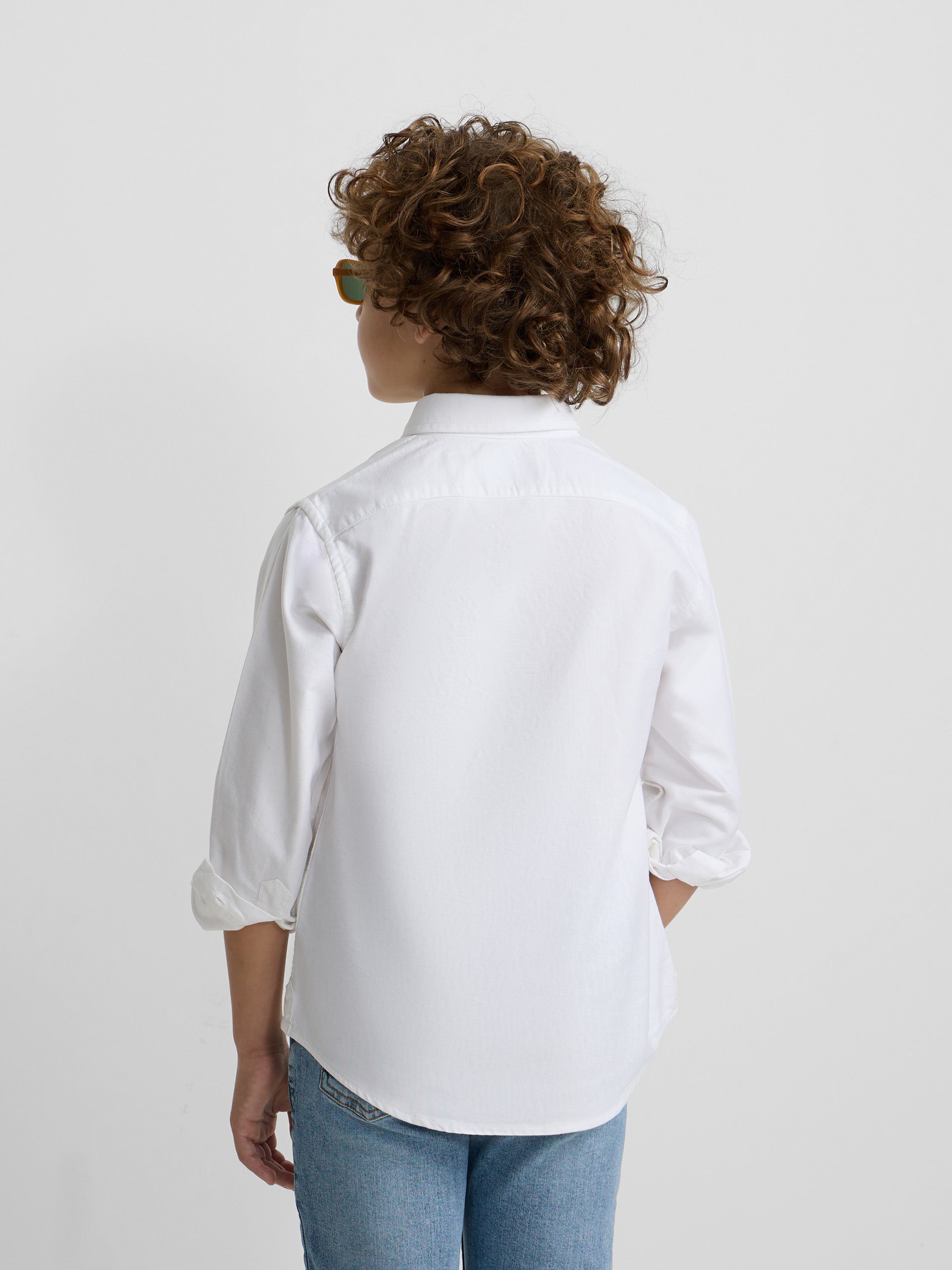 Polo desportivo clássico para crianças oxford branco