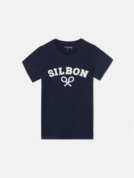 T-shirt enfant raquette demi bleu marine