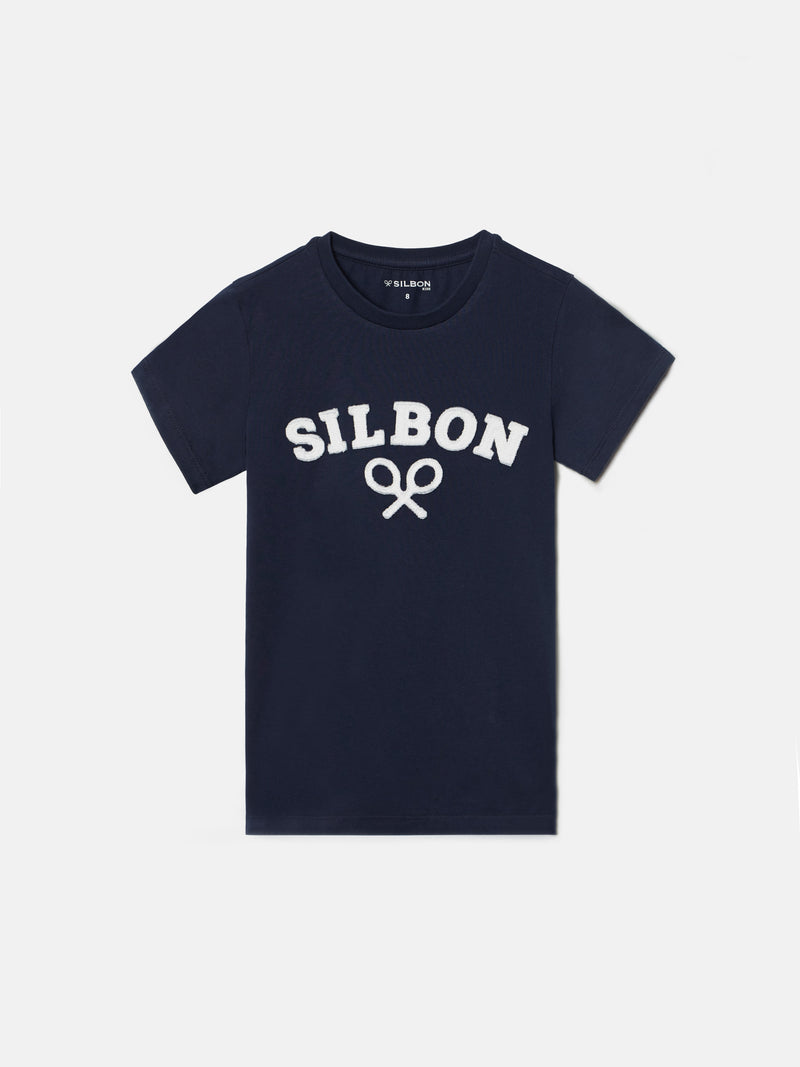 Camiseta kids raqueta media azul marino