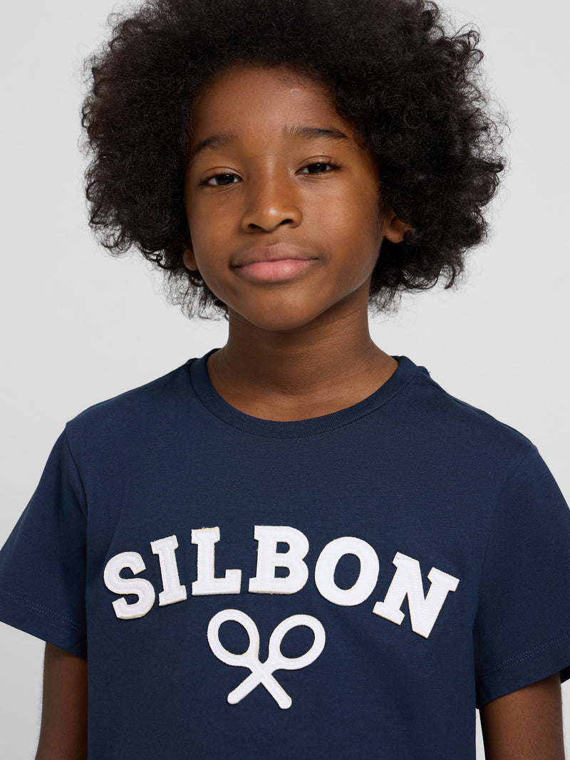 Camiseta kids raqueta media azul marino