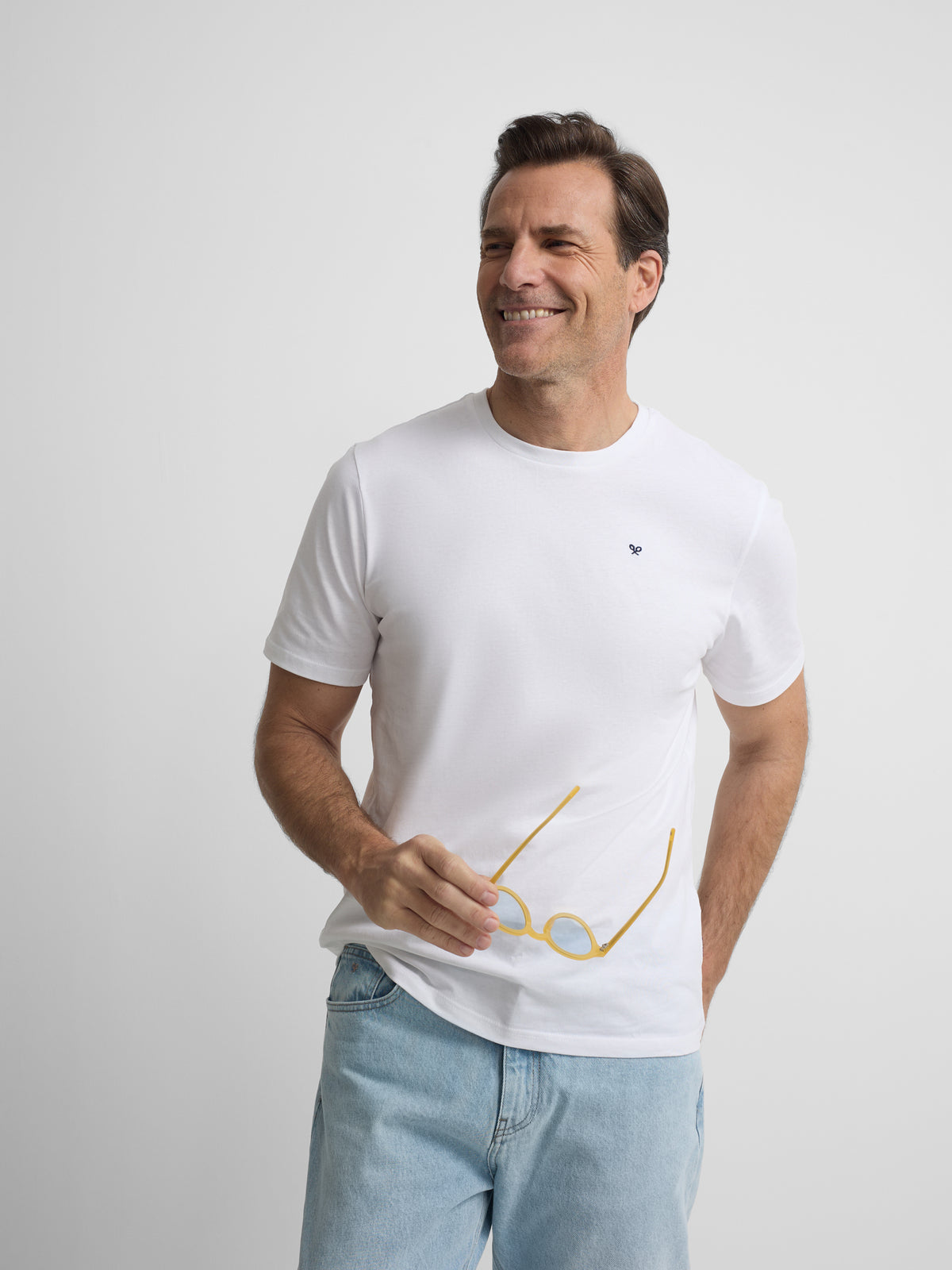Camiseta silbon minilogo blanco