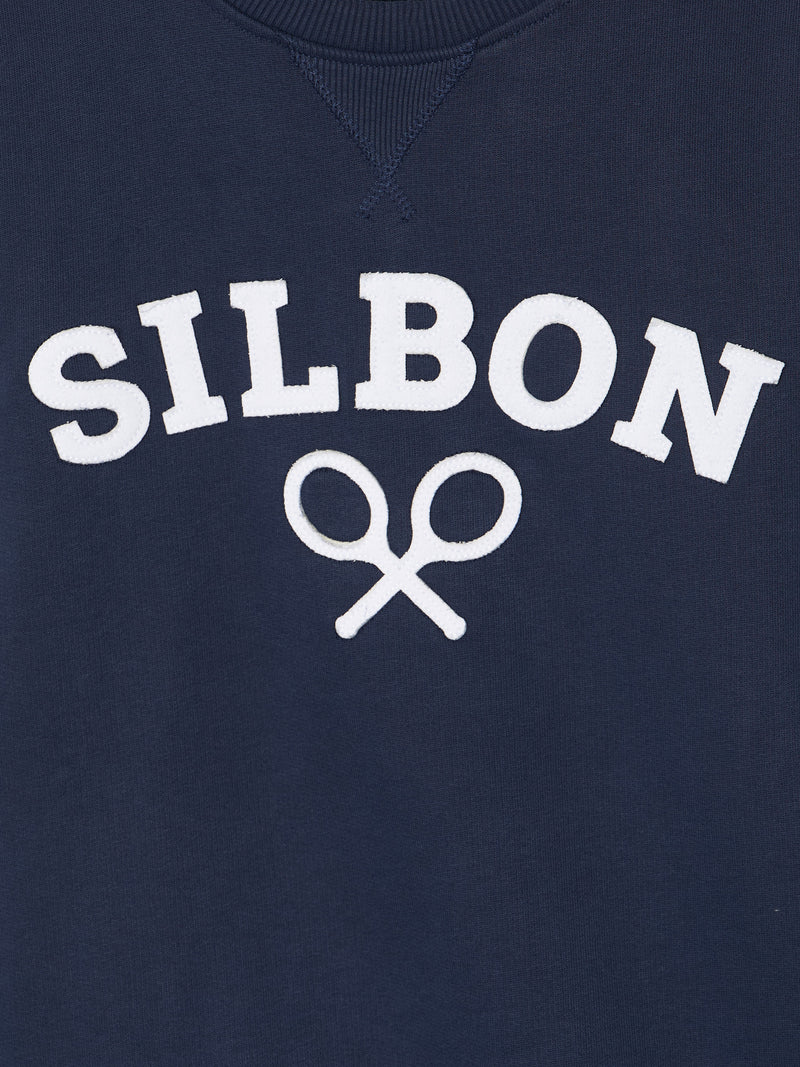 Sweat-shirt Silbon raquette demi bleu marine