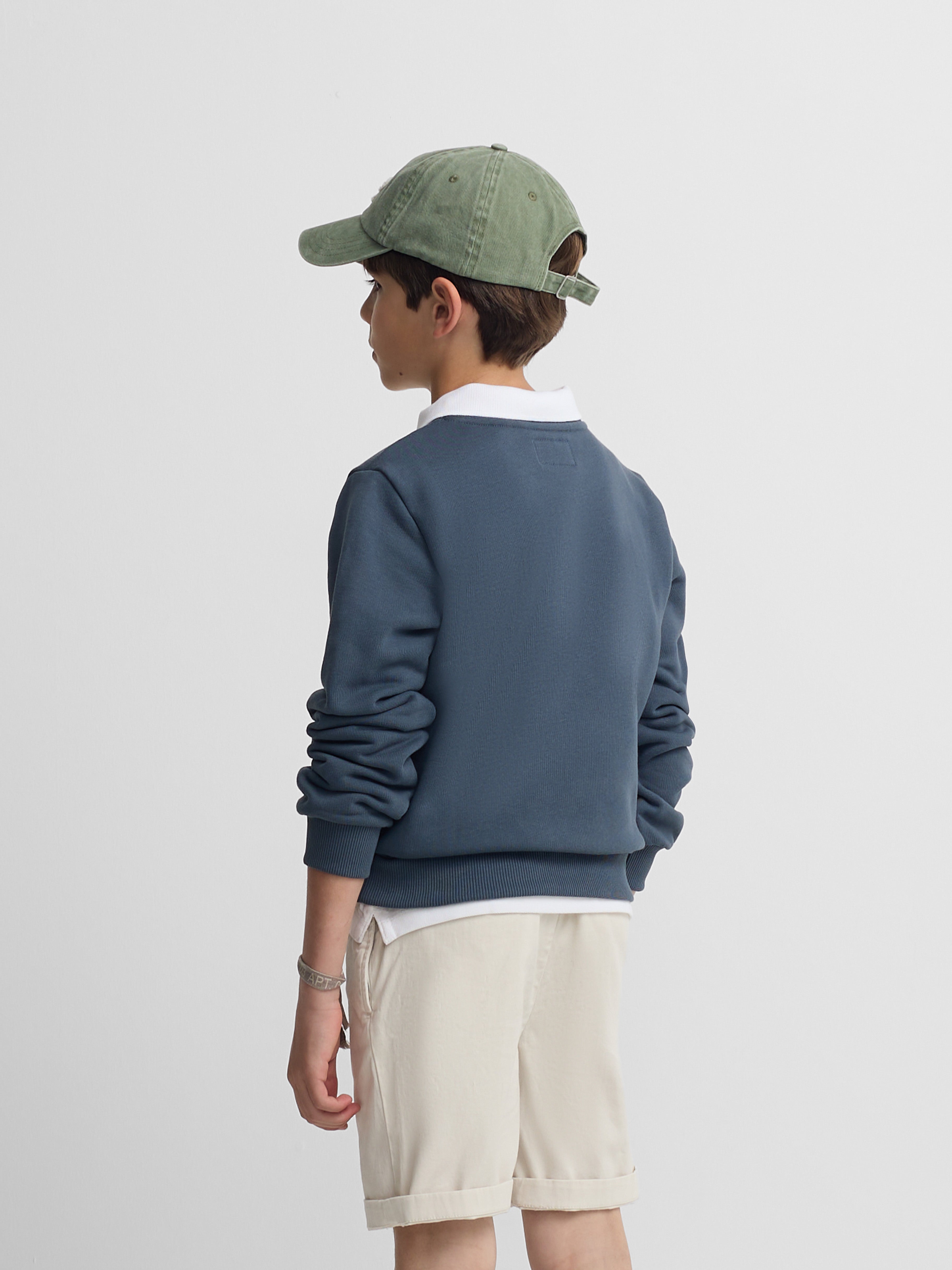 Kids navy blue half racket sweatshirt