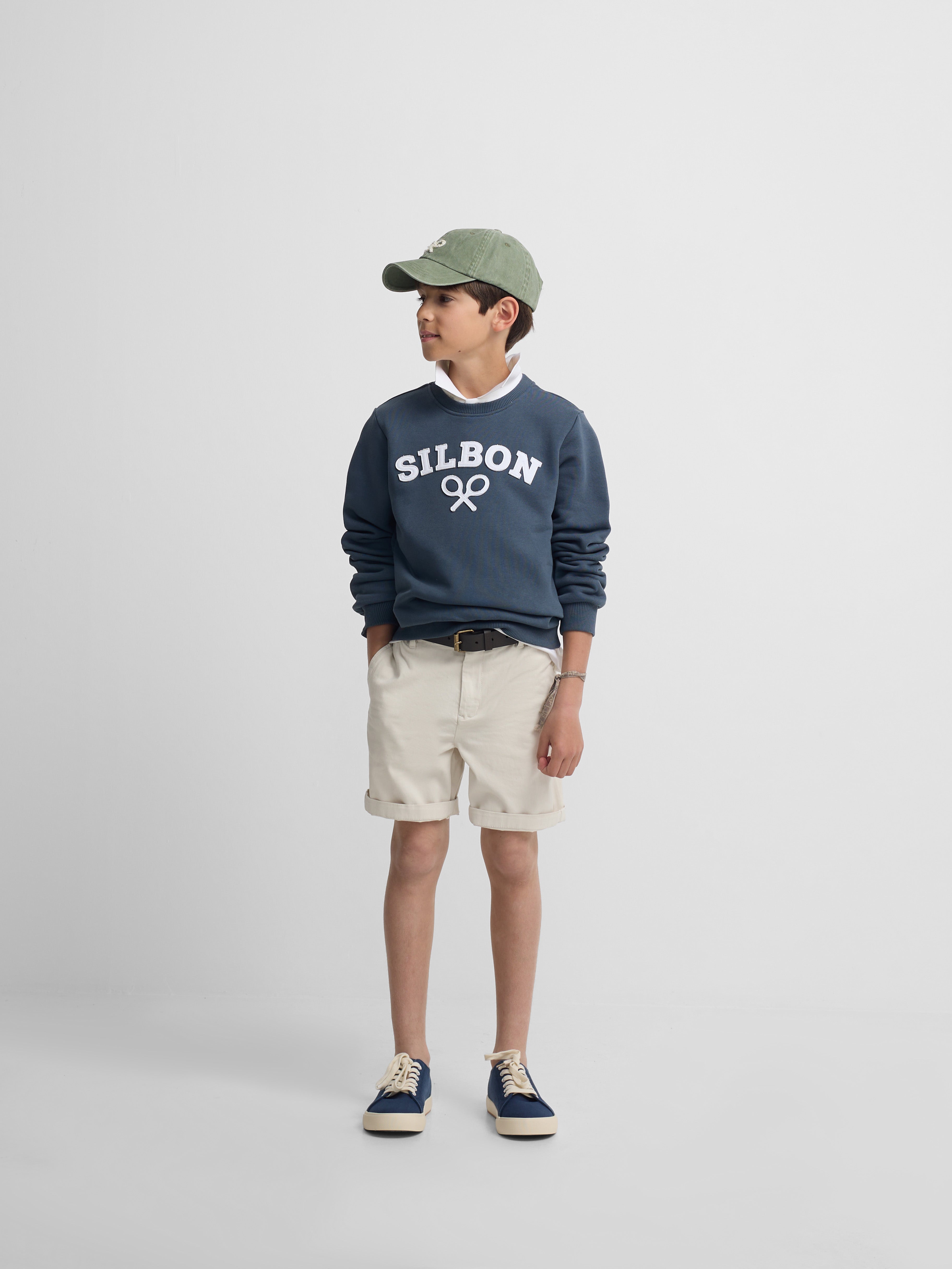 Kids navy blue half racket sweatshirt