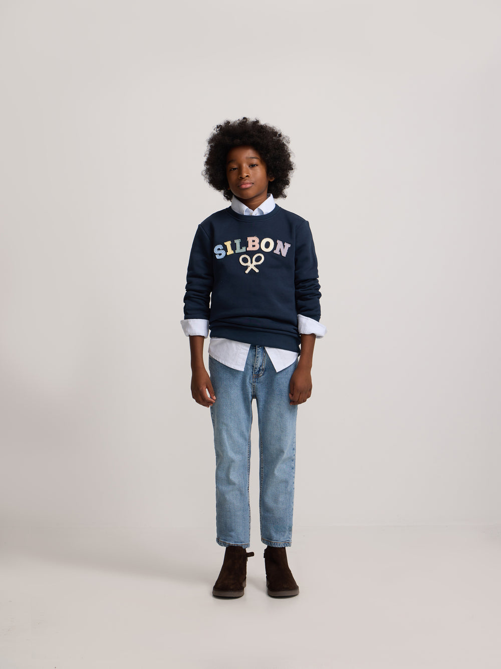 Sweat-shirt enfant raquette demi multicolore