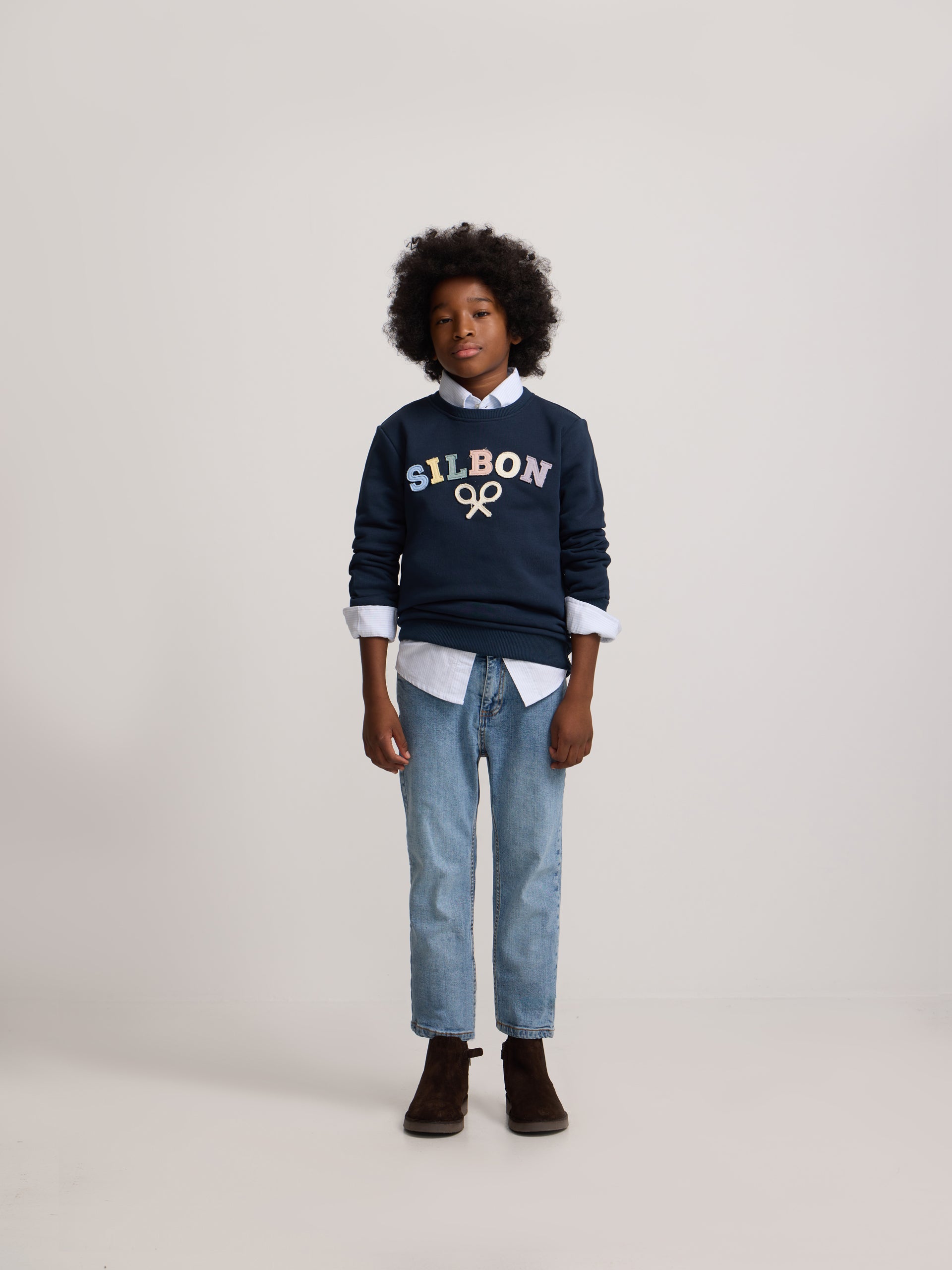 Sweat-shirt enfant raquette demi multicolore