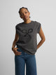 T-shirt femme manches retroussées noire