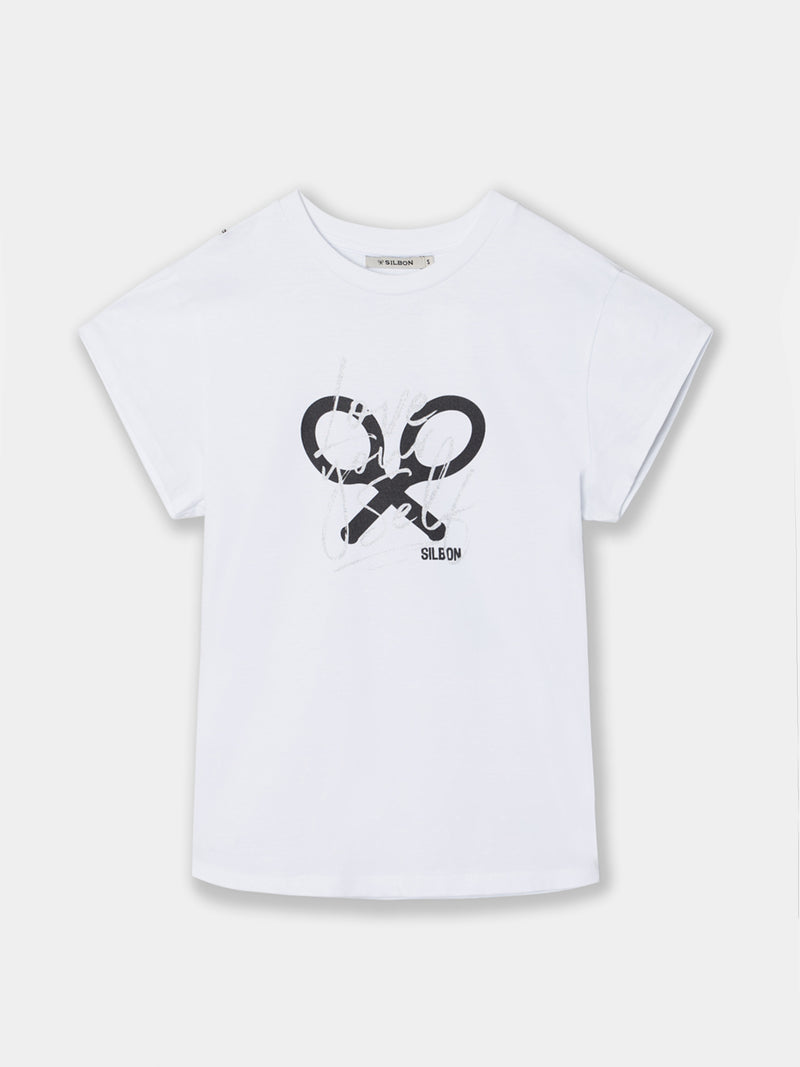 Camiseta woman manga roll out blanca