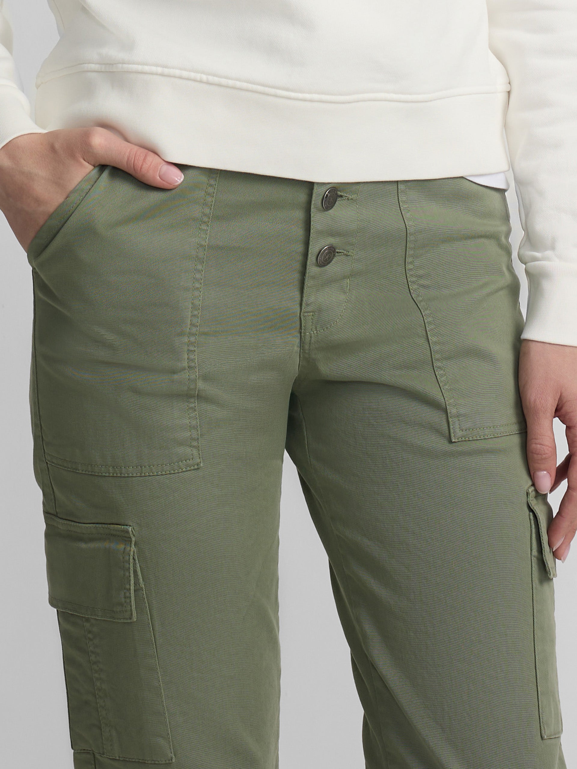 Women's khaki denim cargo pants