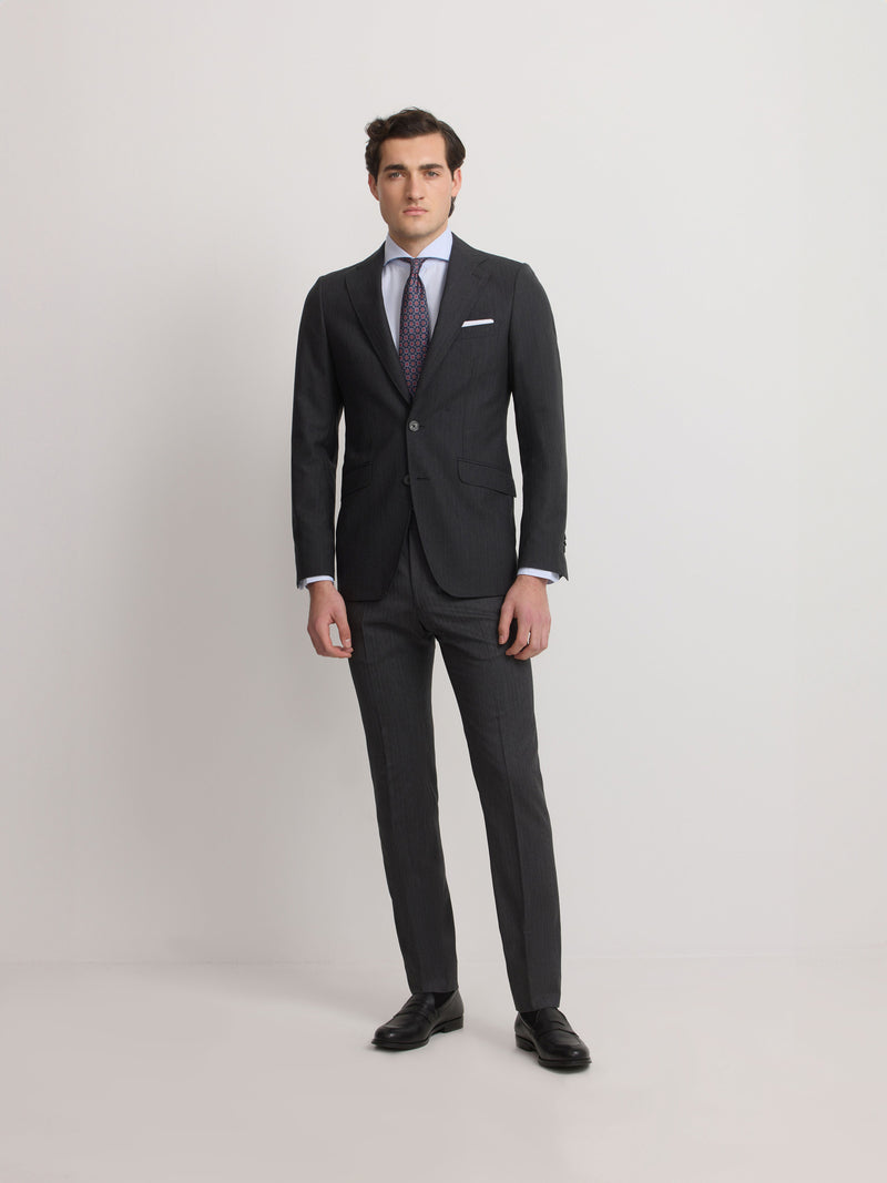 Veste de costume classique à chevrons gris