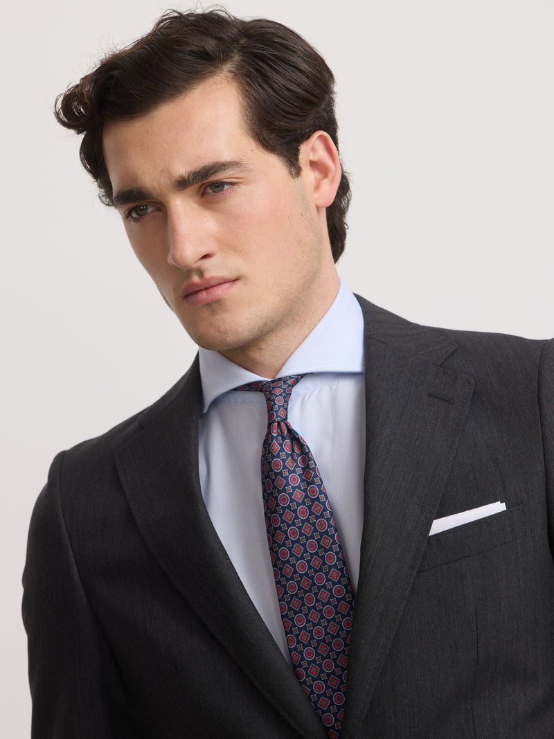 Veste de costume classique à chevrons gris