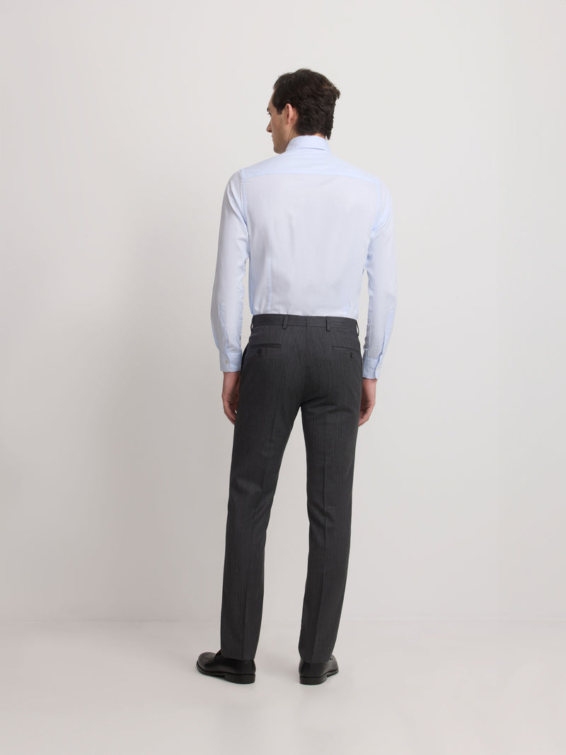 Pantalon de costume classique à chevrons gris
