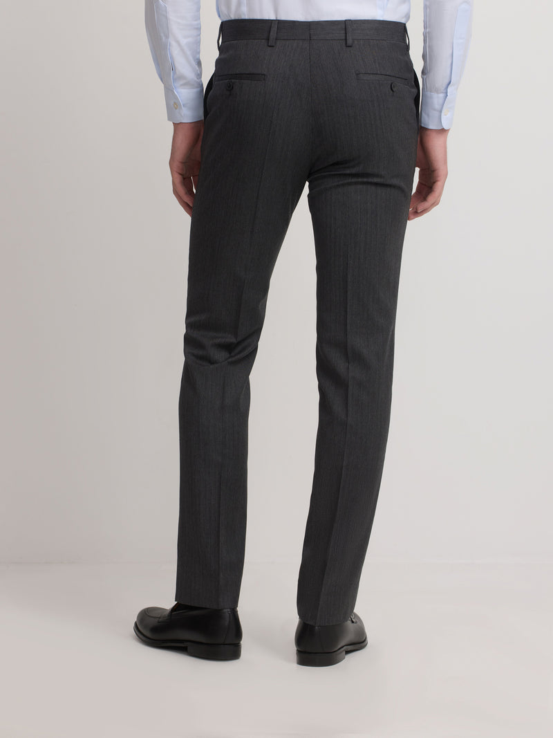 Pantalon de costume classique à chevrons gris