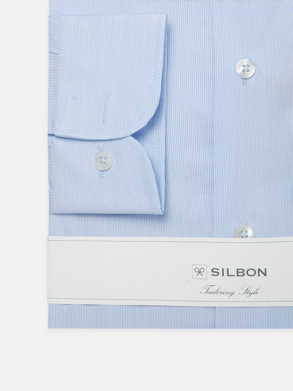 Camisa vestir mini rayas celeste puño simple