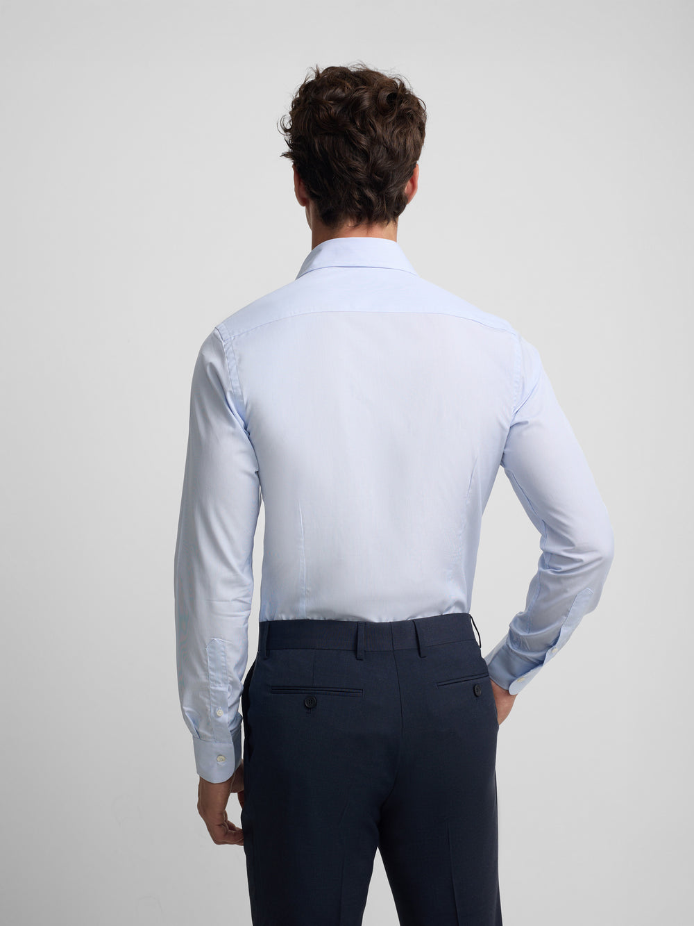 Camisa vestir mini rayas celeste puño simple