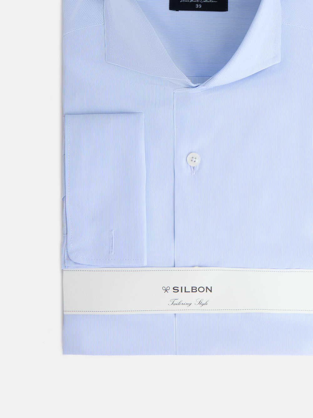 Camisa vestir mini rayas celeste puño doble