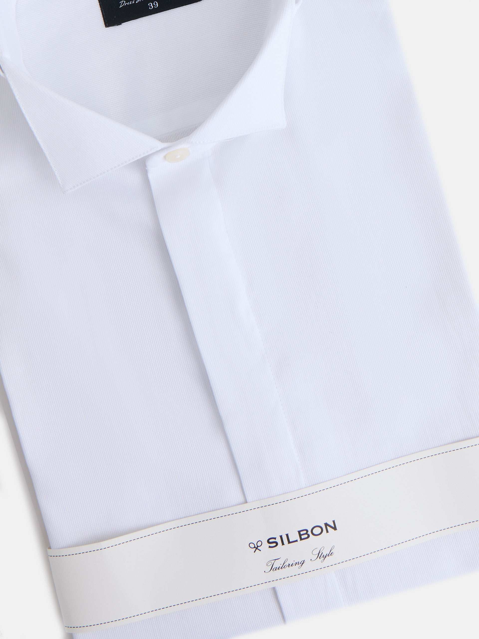 Camisa vestir cuello esmoquin blanca