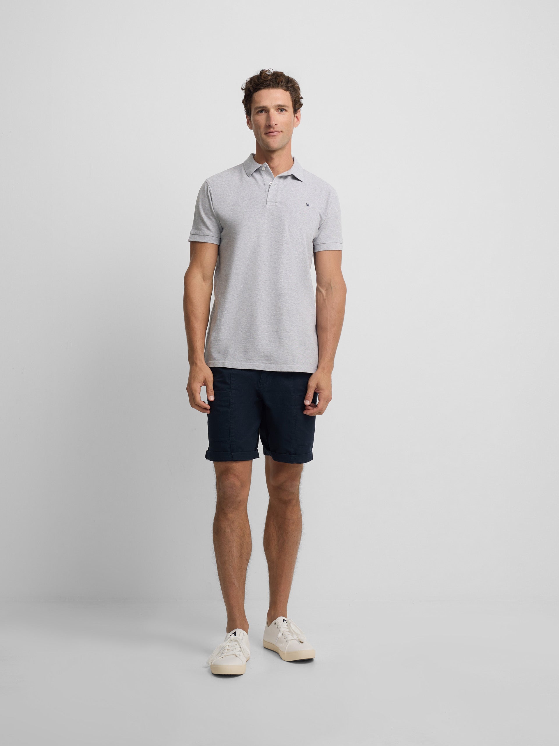 Polo classique uni gris clair