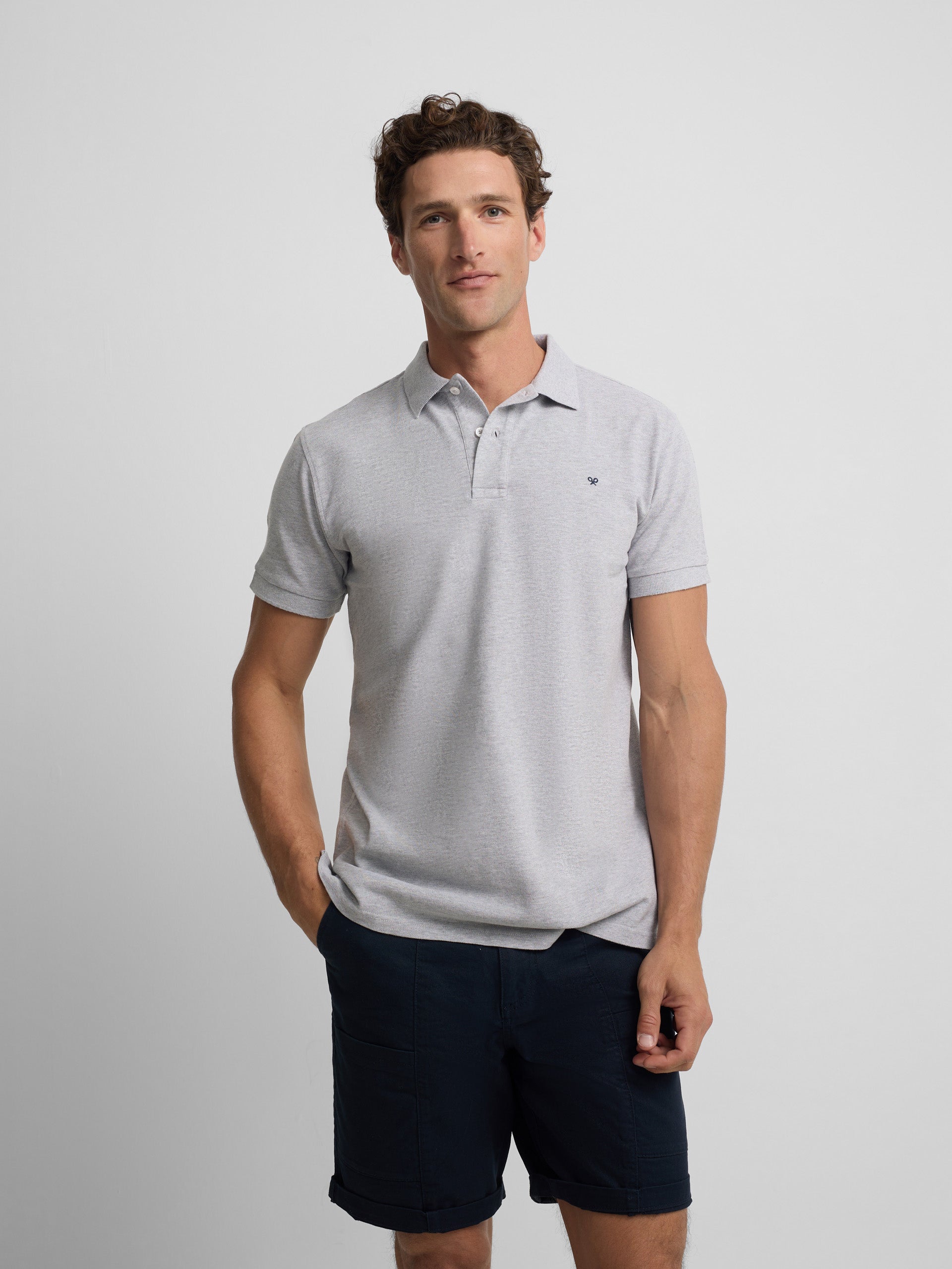 Polo classique uni gris clair