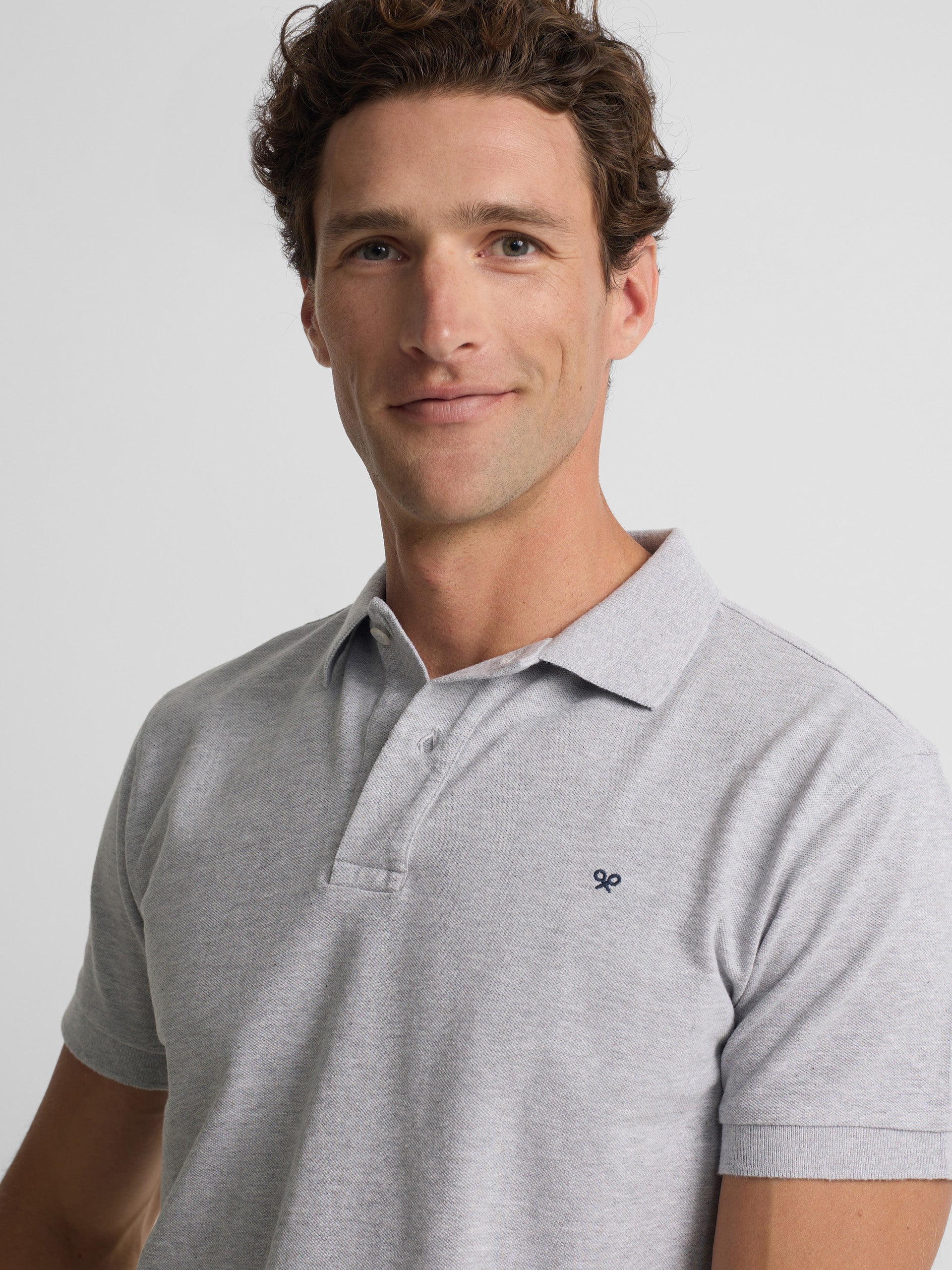 Polo classique uni gris clair