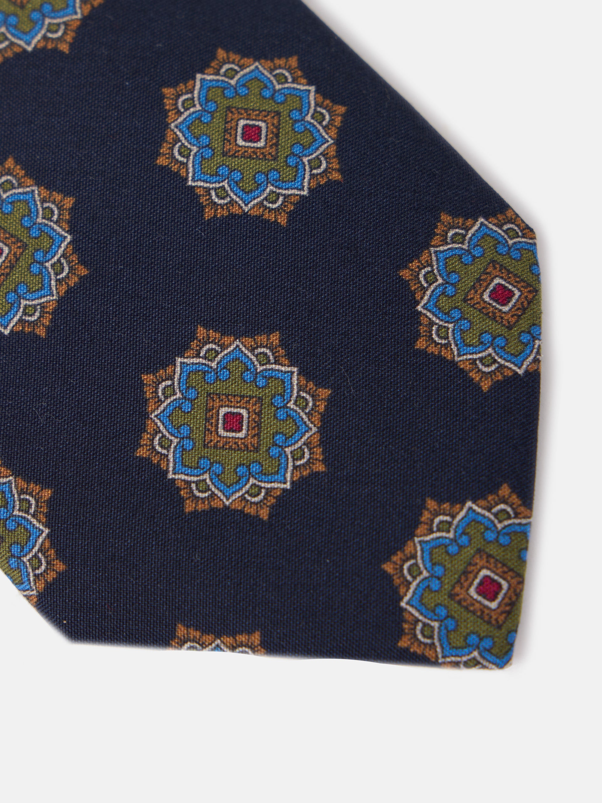 Cravate motif ankara bleu marine