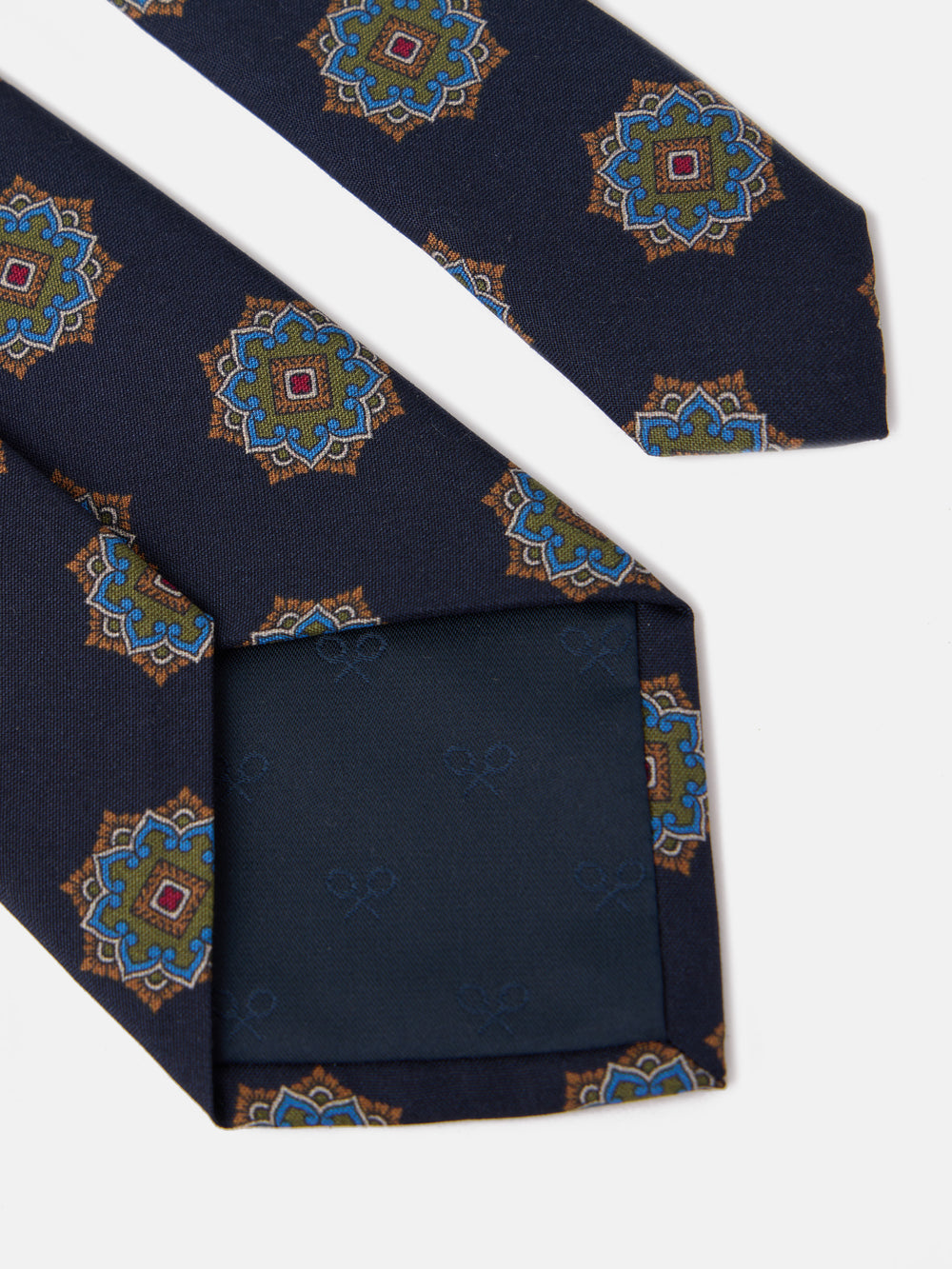 Cravate motif ankara bleu marine