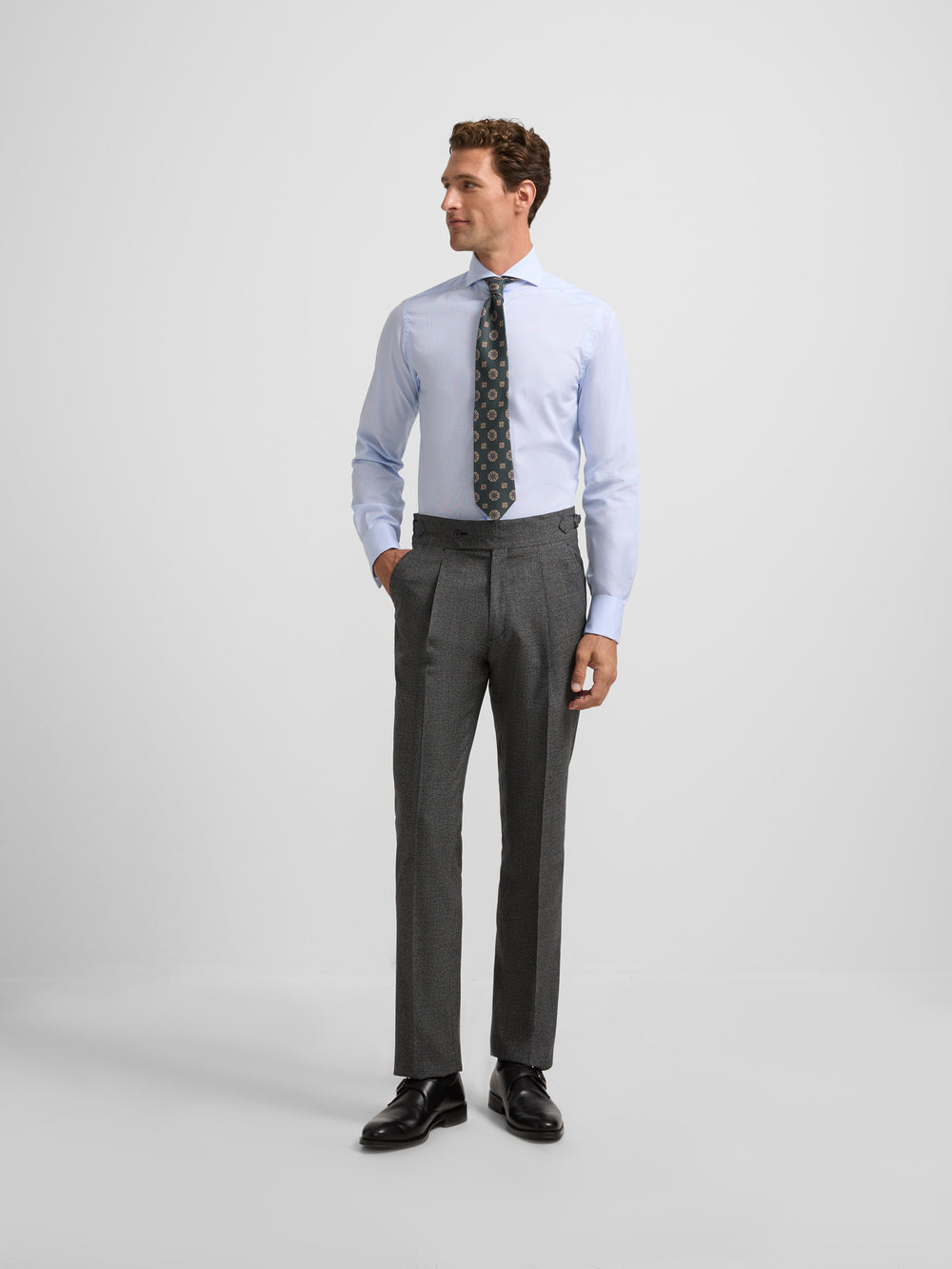 Pantalon traje pata de gallo gris