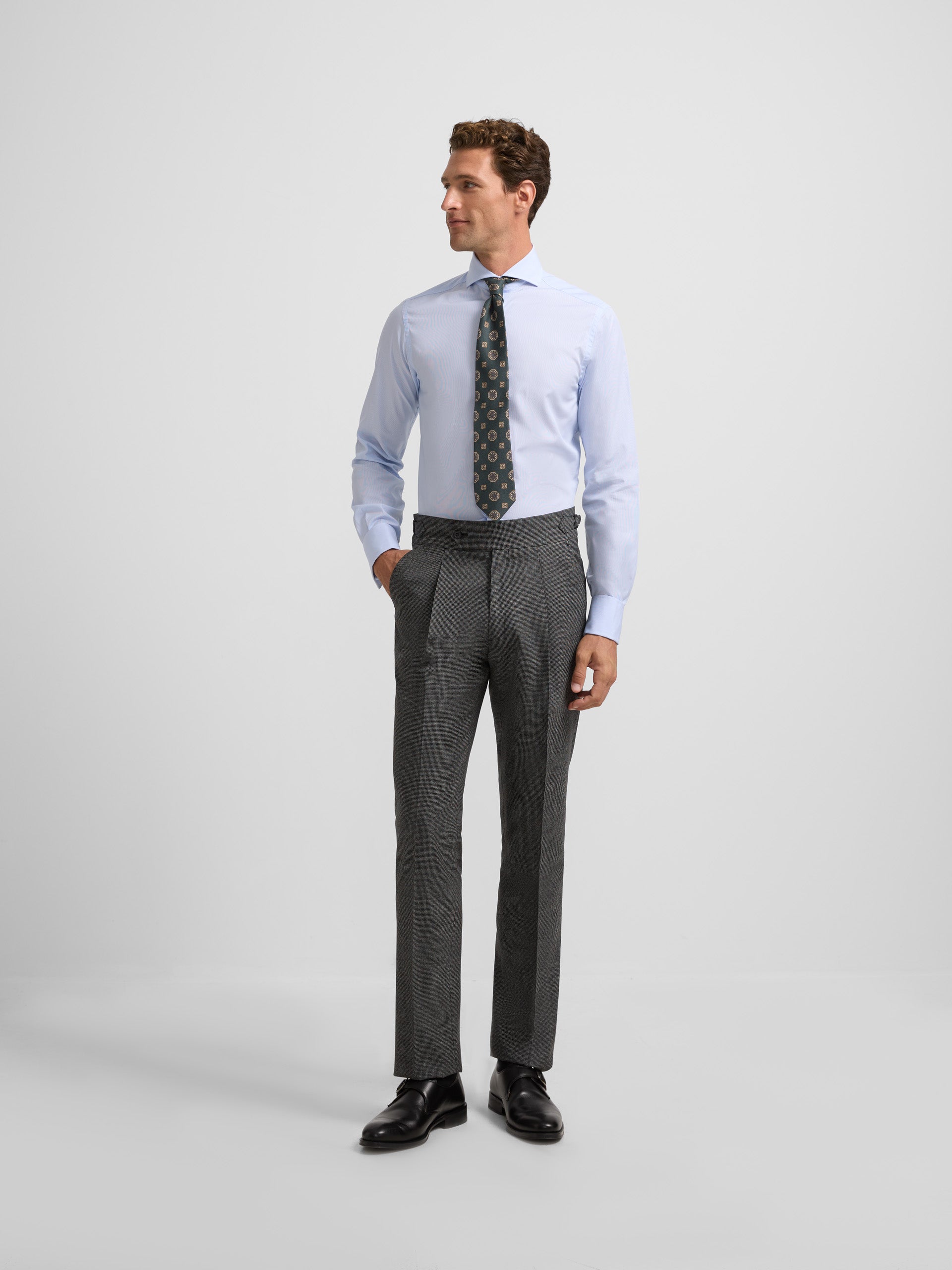 Pantalon de costume pied-de-poule gris
