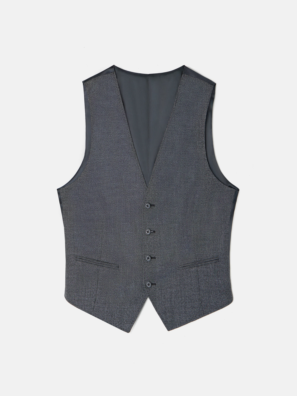 Gilet droit costume pied-de-poule gris