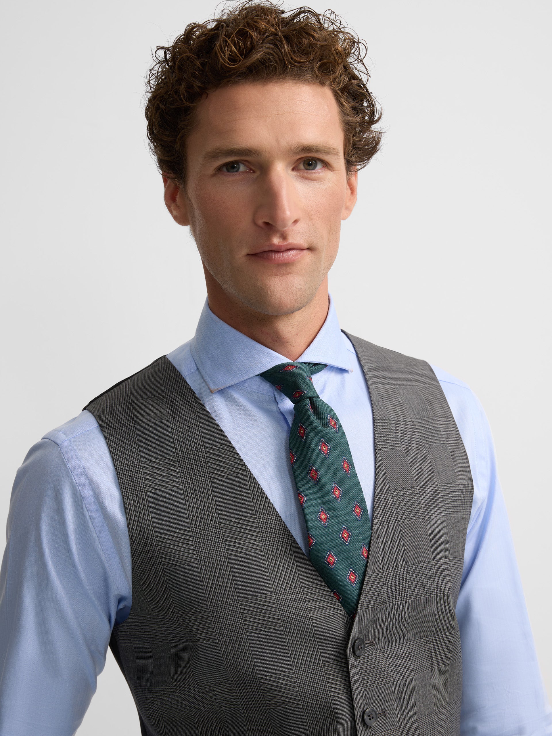 Chaleco recto traje principe de gales gris