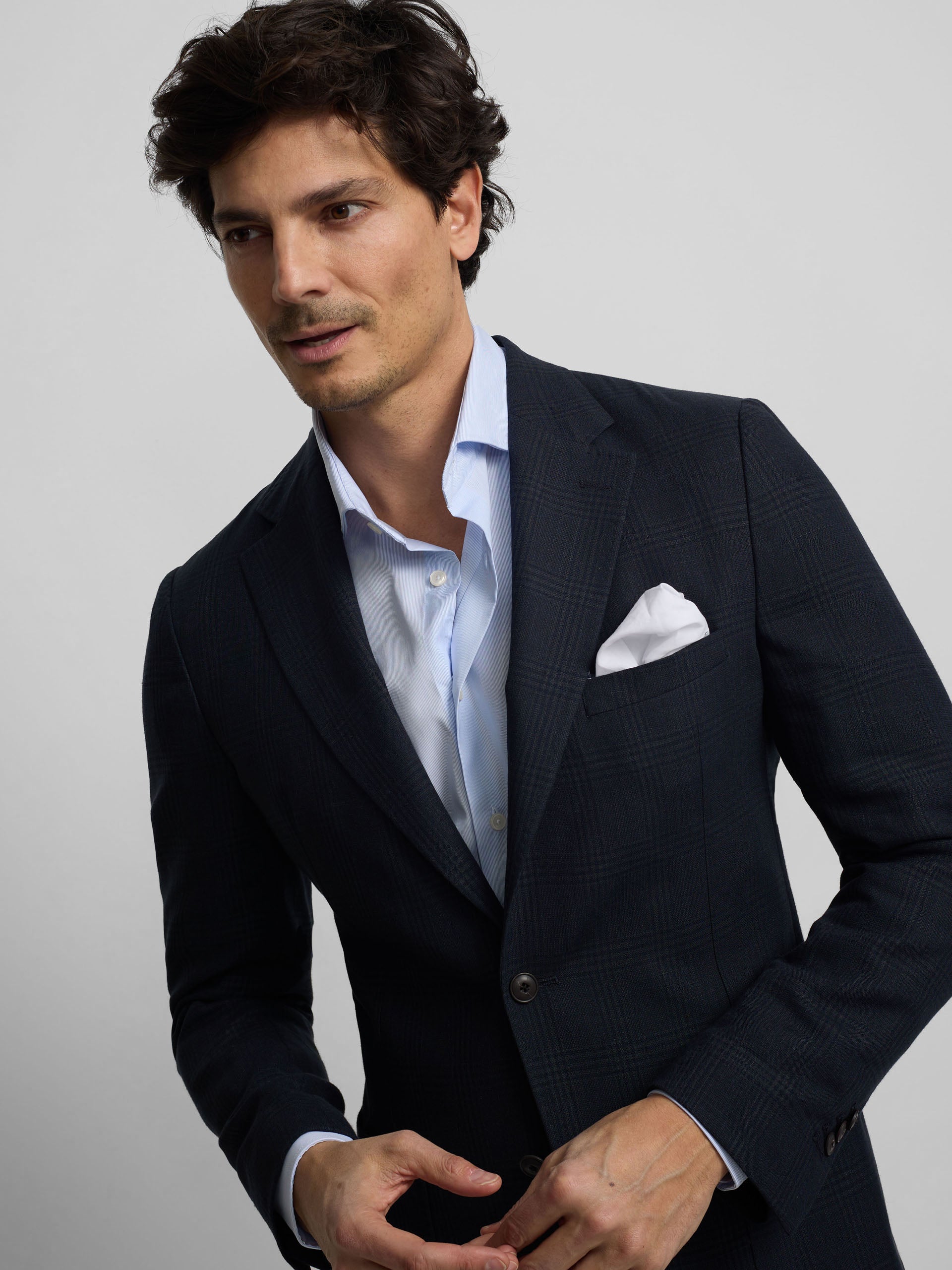 Blazer príncipe de Gales azul-marinho