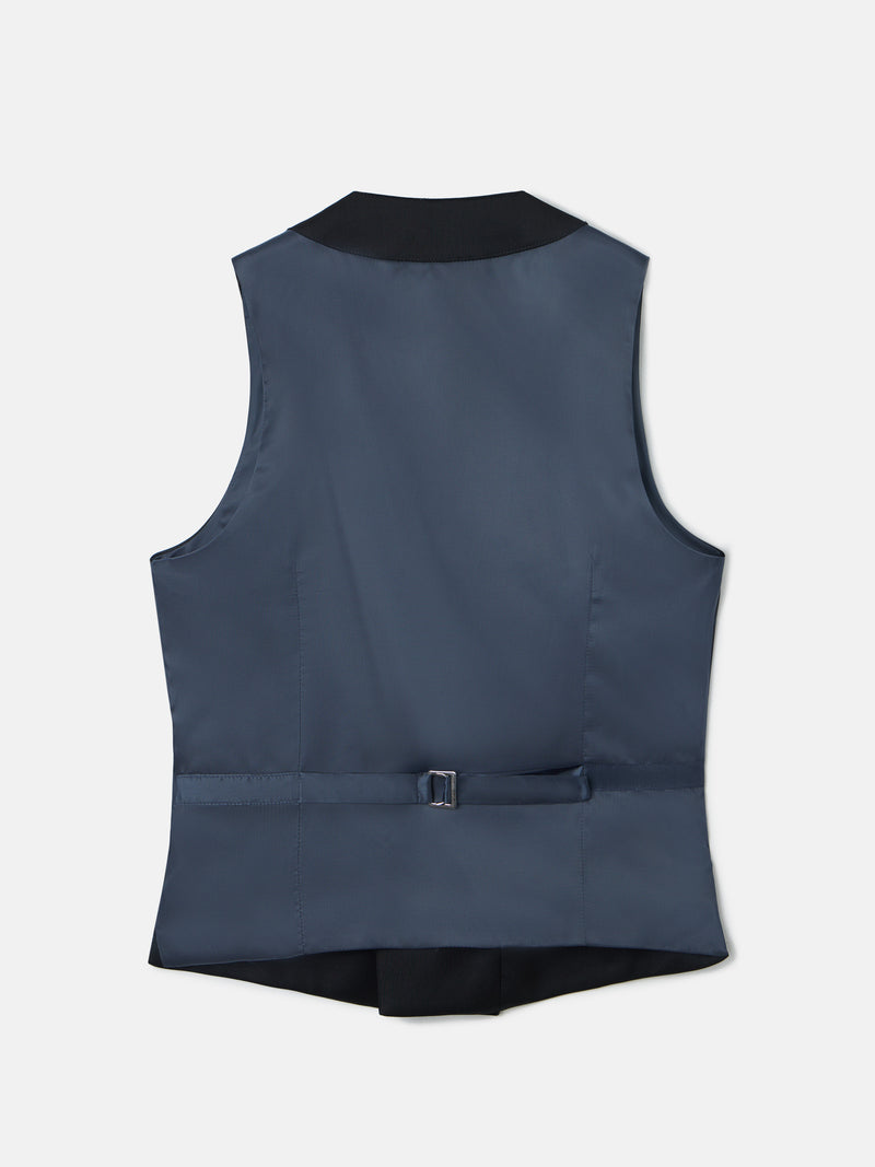 Gilet habillé stretch col rond noir