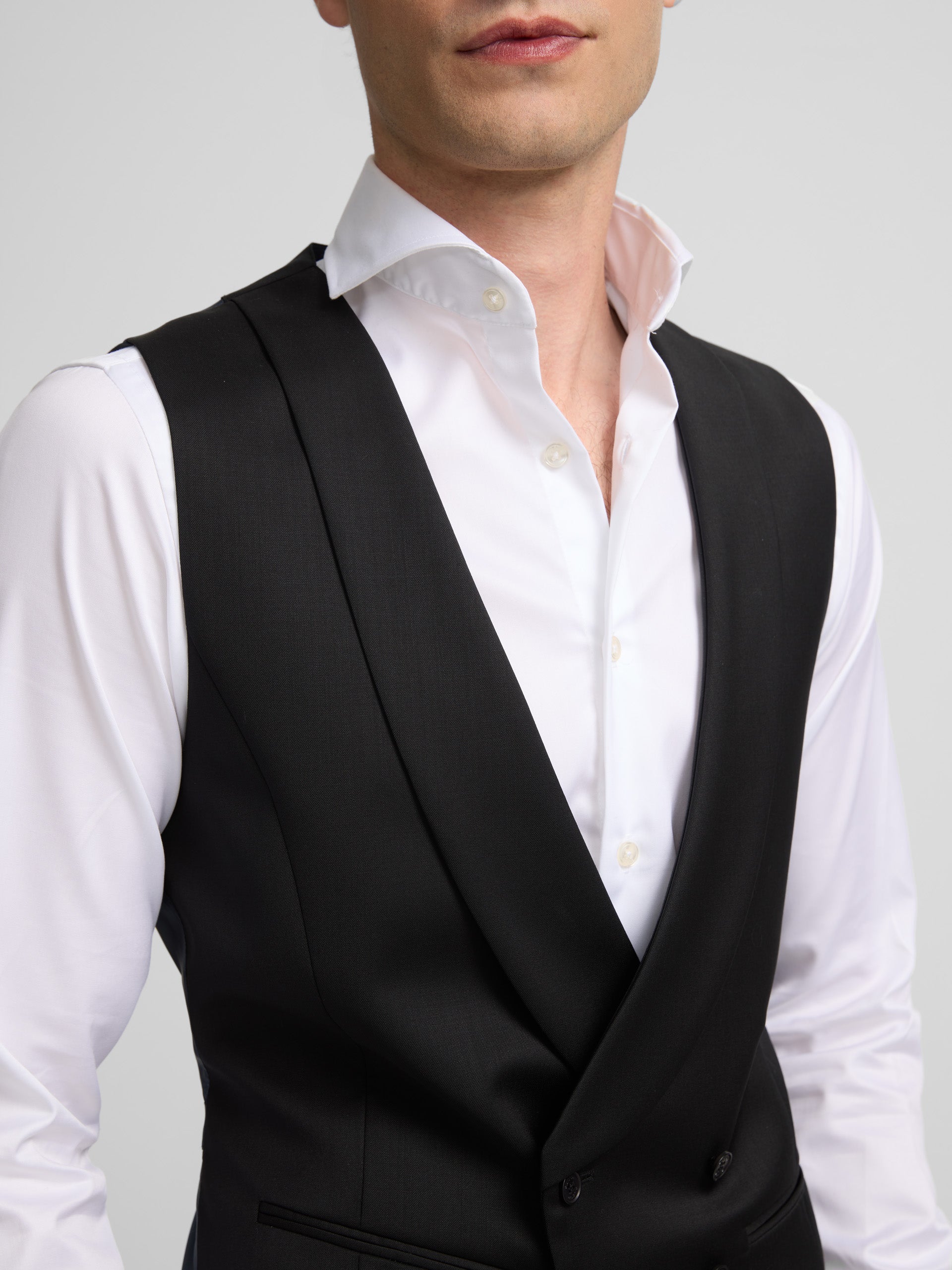 Chaleco vestir stretch cuello redondo negro