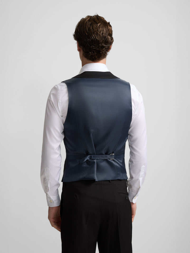 Gilet habillé stretch col rond noir