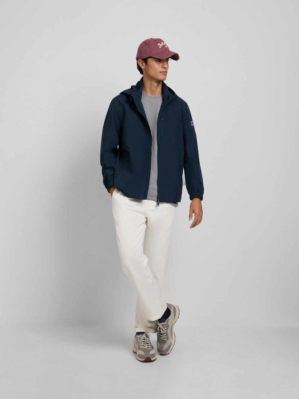 Chaqueta capucha cortavientos marino