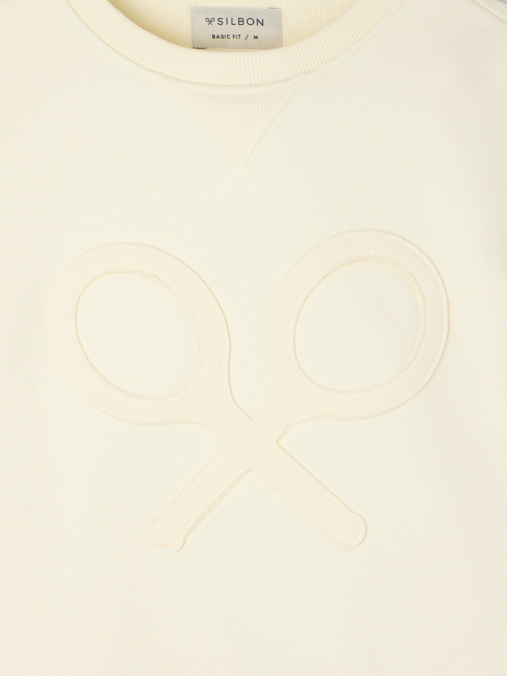 Sudadera raqueta relieve tono crema