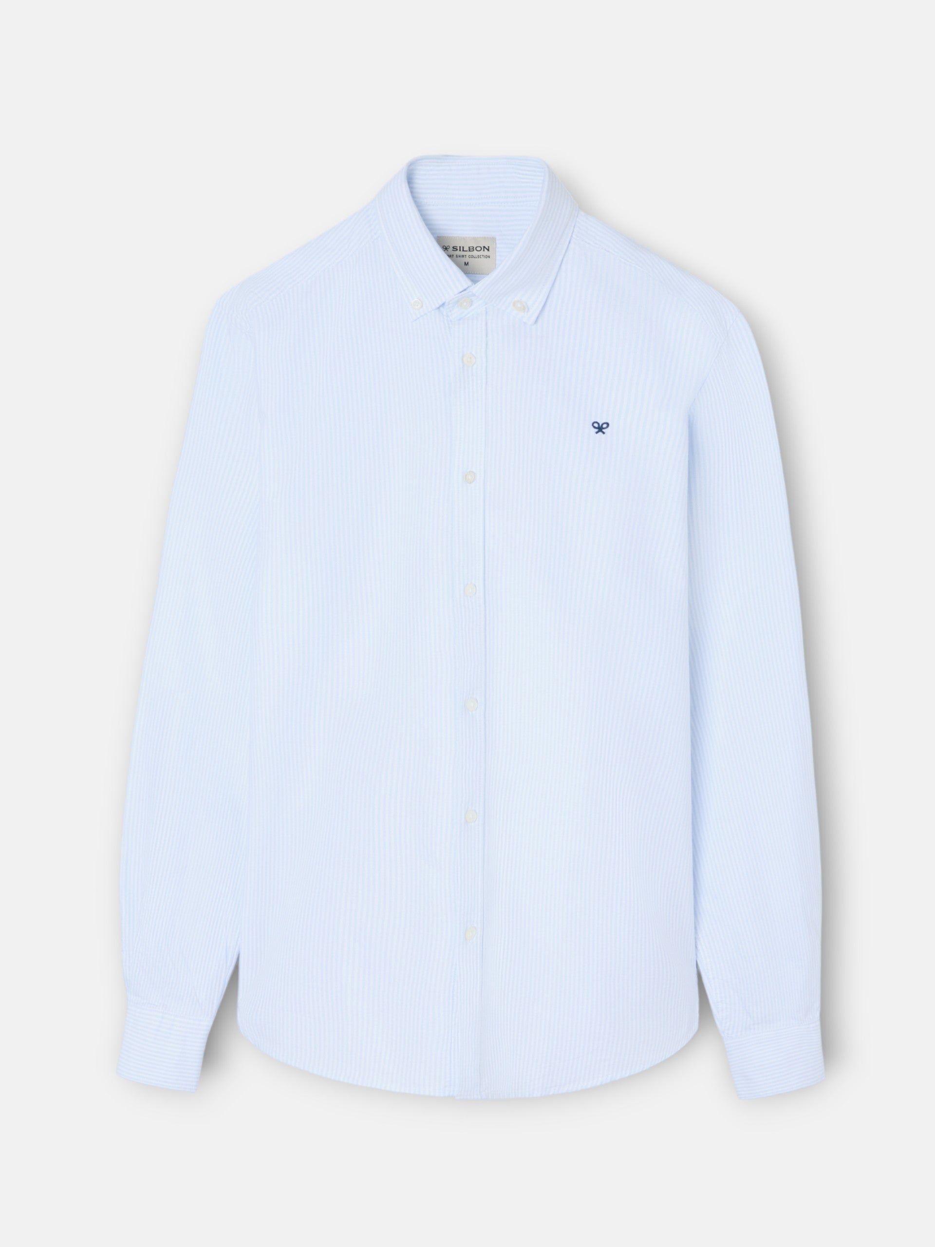 Chemise sport oxford à rayures bleu ciel