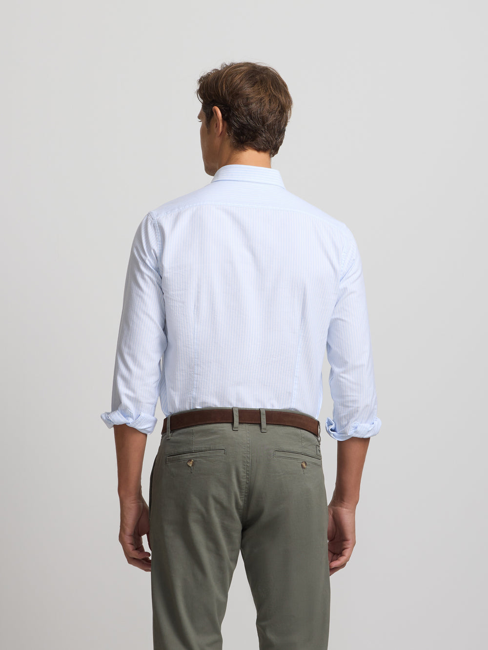 Camisa sport oxford rayas celeste