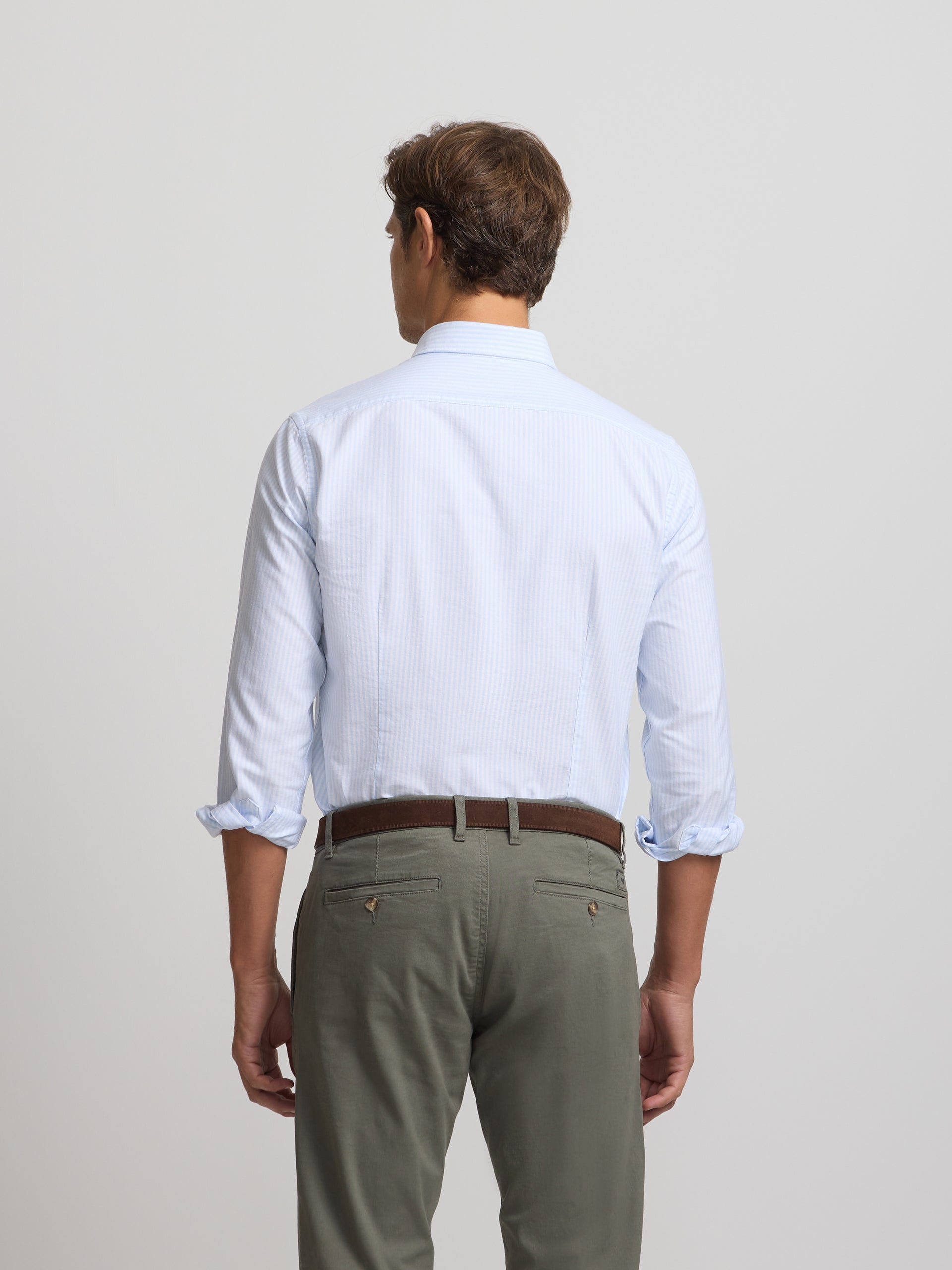 Chemise sport oxford à rayures bleu ciel