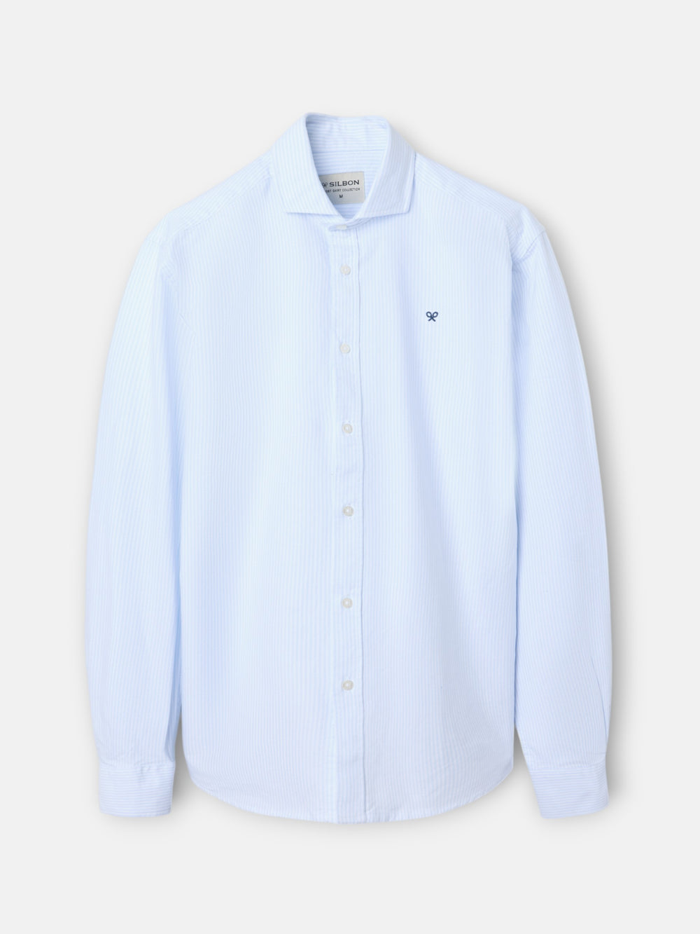 Camisa sport oxford cutaway risca azul celeste