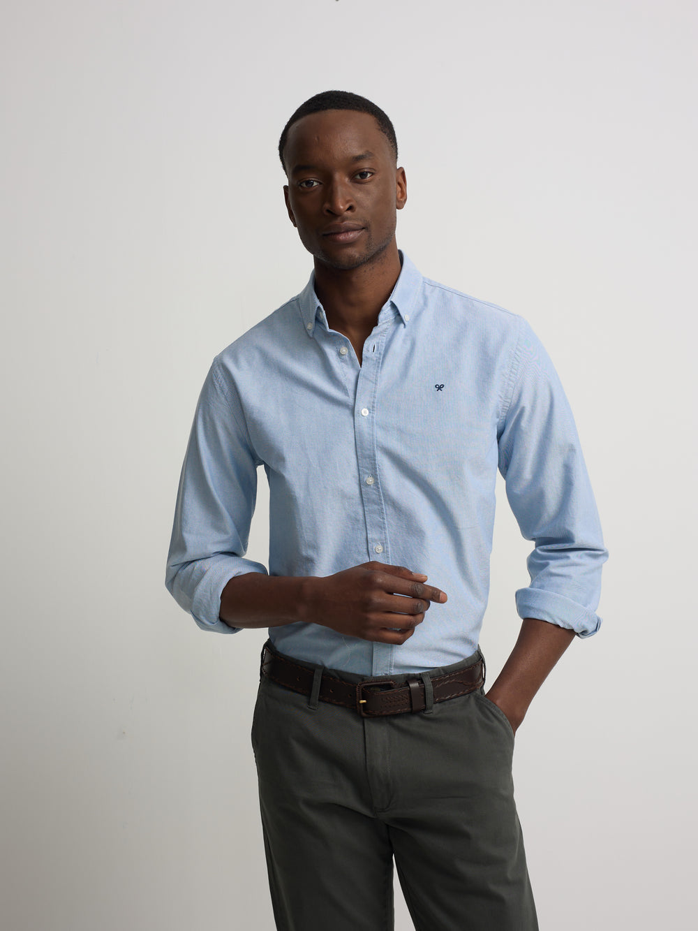 Chemise sport oxford raquette bleu moyen