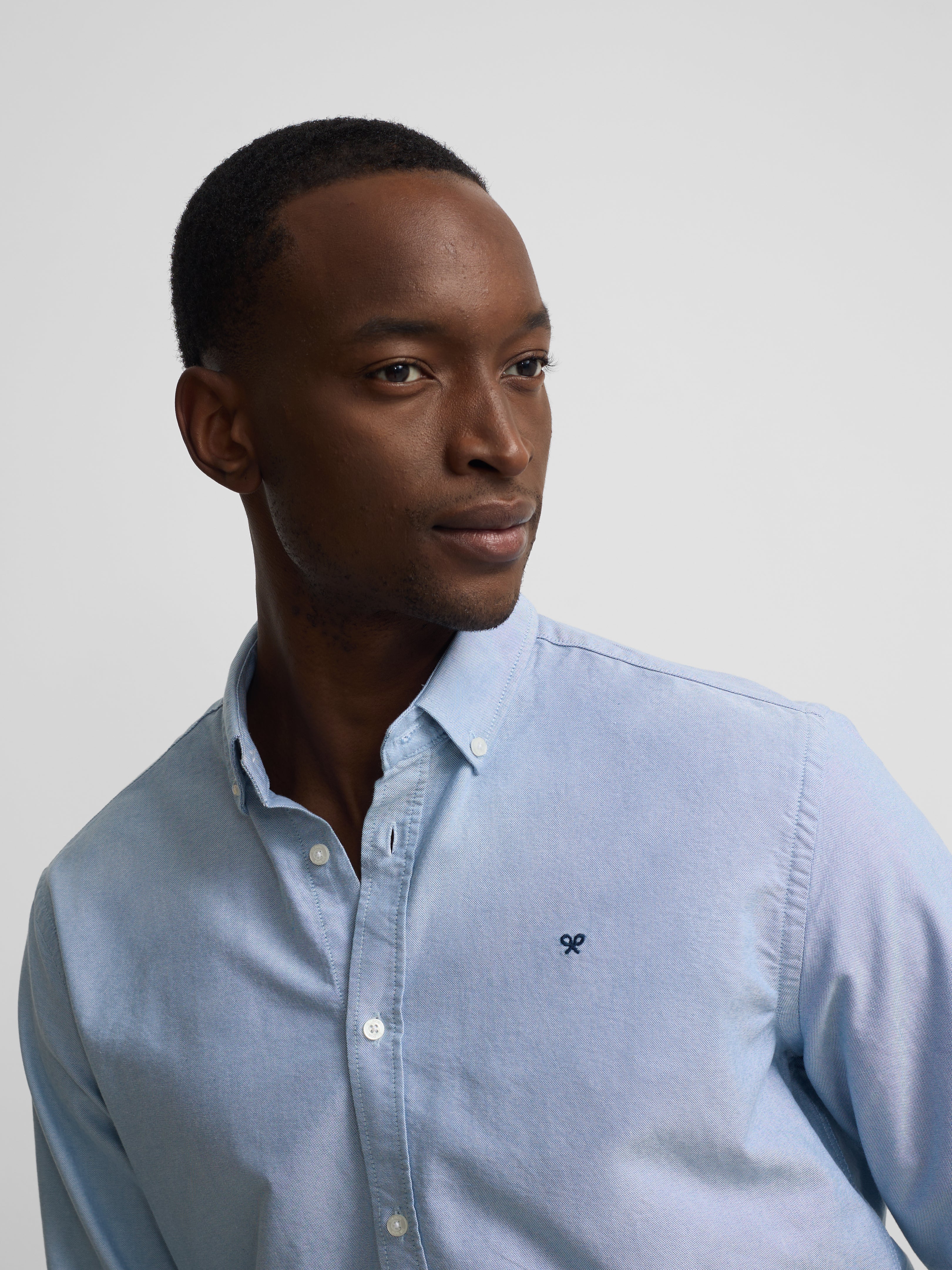 Medium blue oxford sport racket shirt