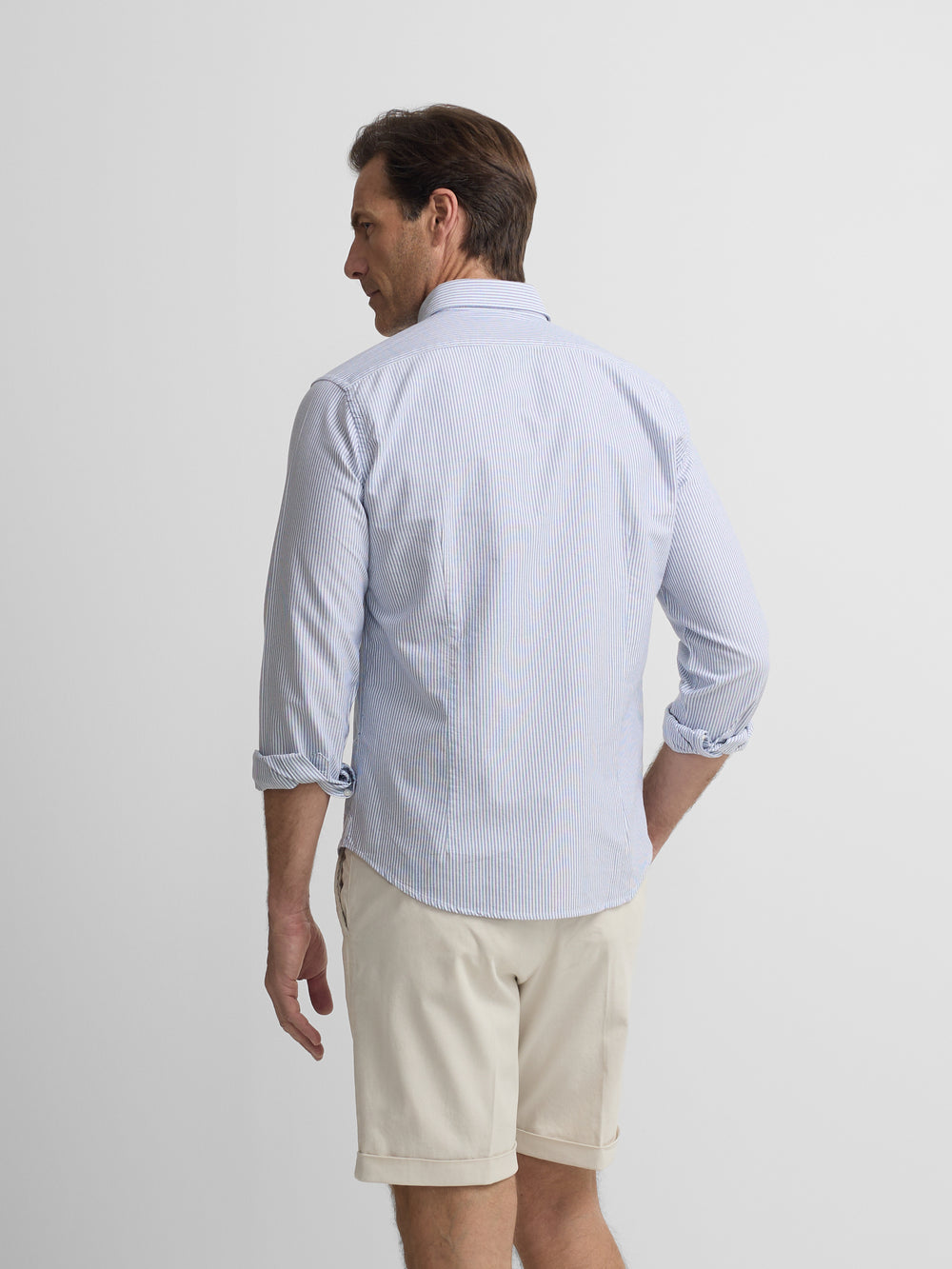 Chemise sport oxford raquette rayures bleu marine