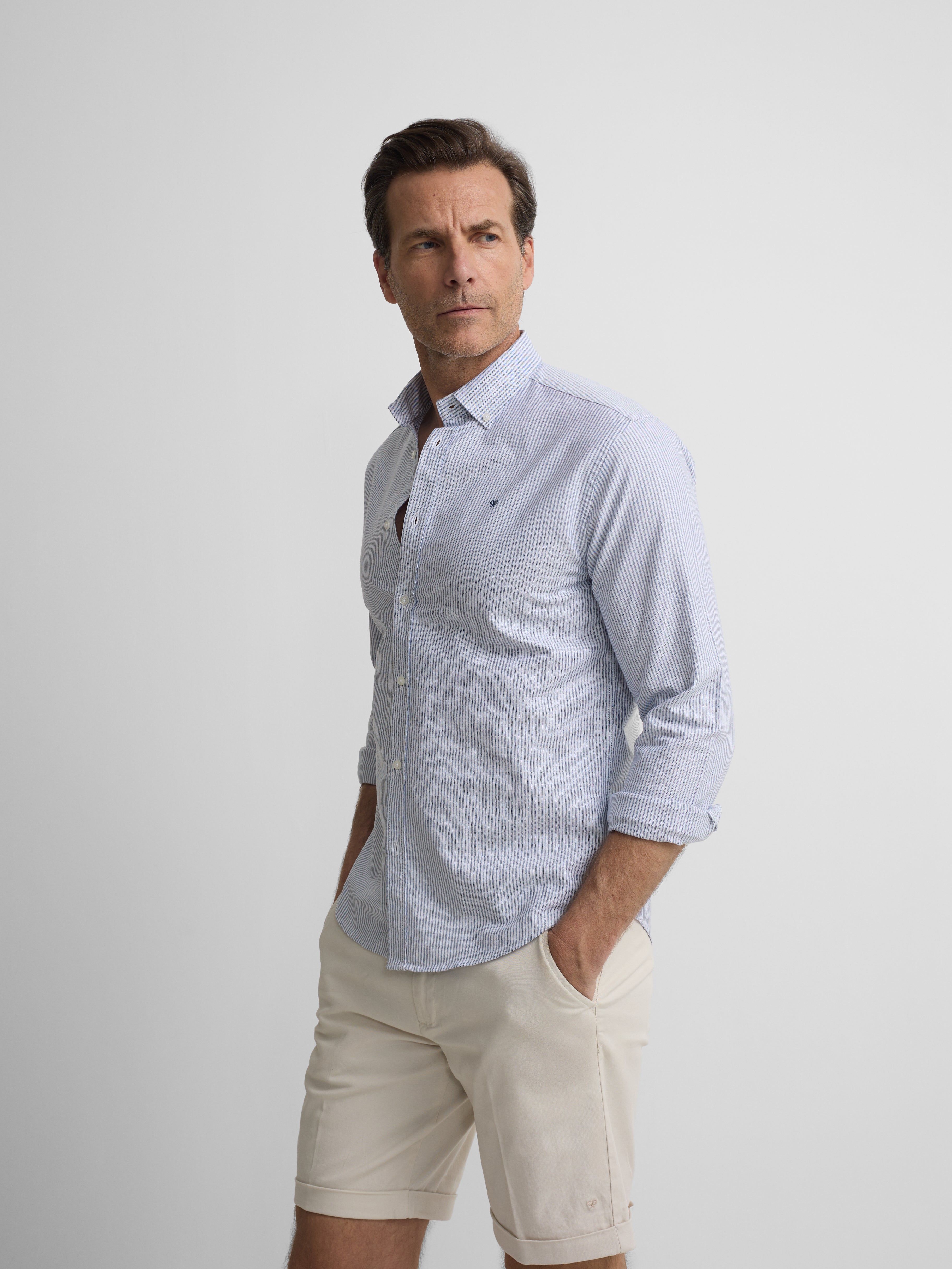 Camisa sport oxford raqueta rayas navy